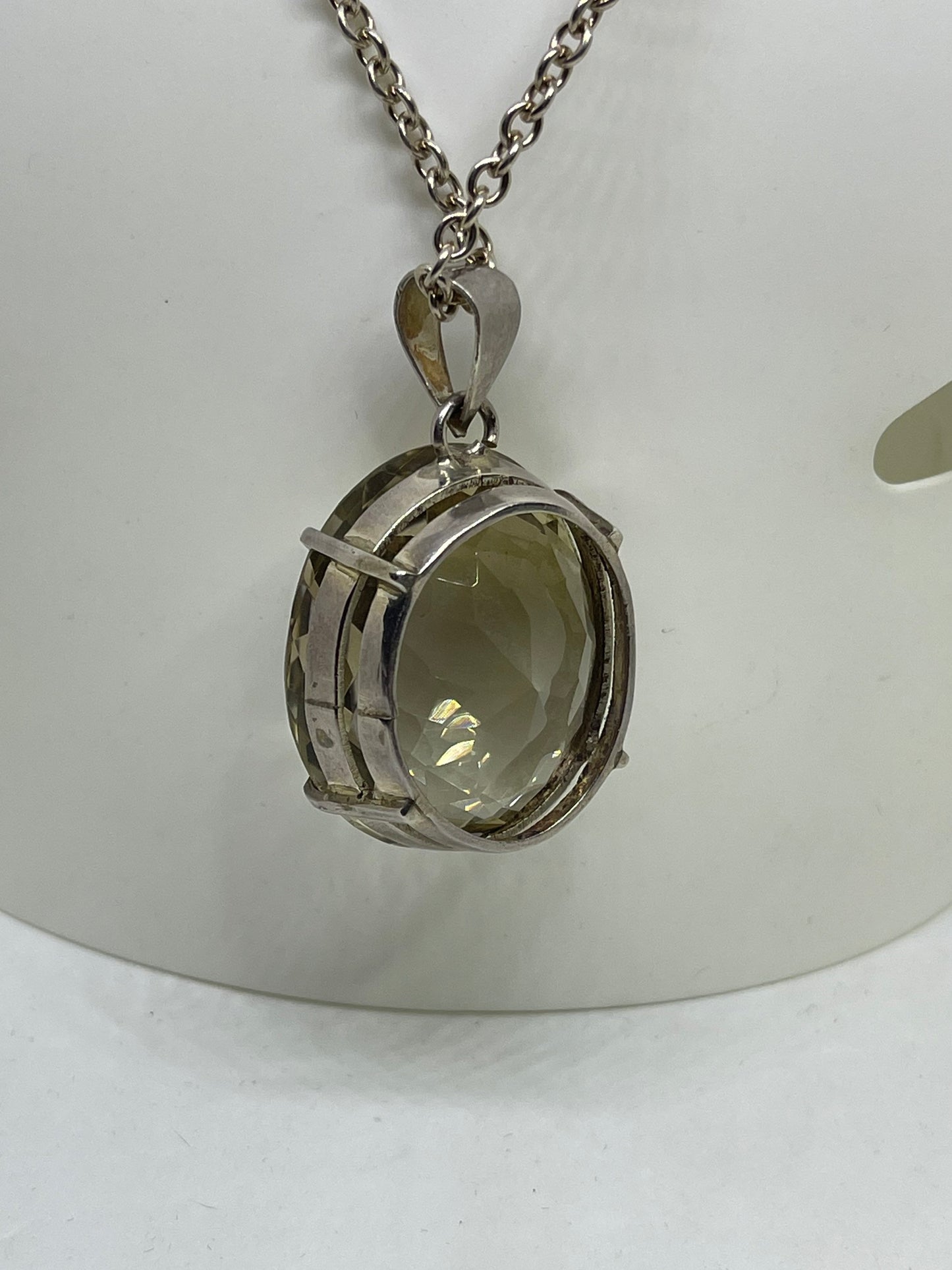 80+ Carat Lemon Quartz Sterling Silver Necklace