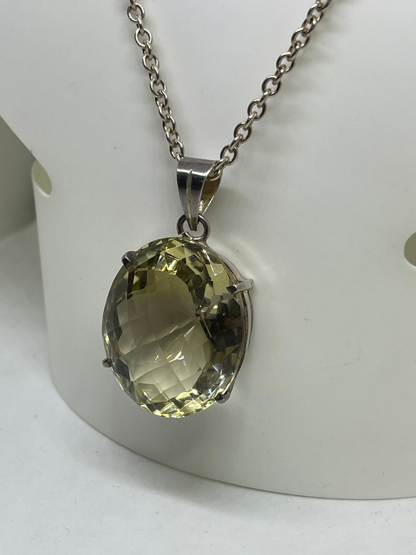 80+ Carat Lemon Quartz Sterling Silver Necklace