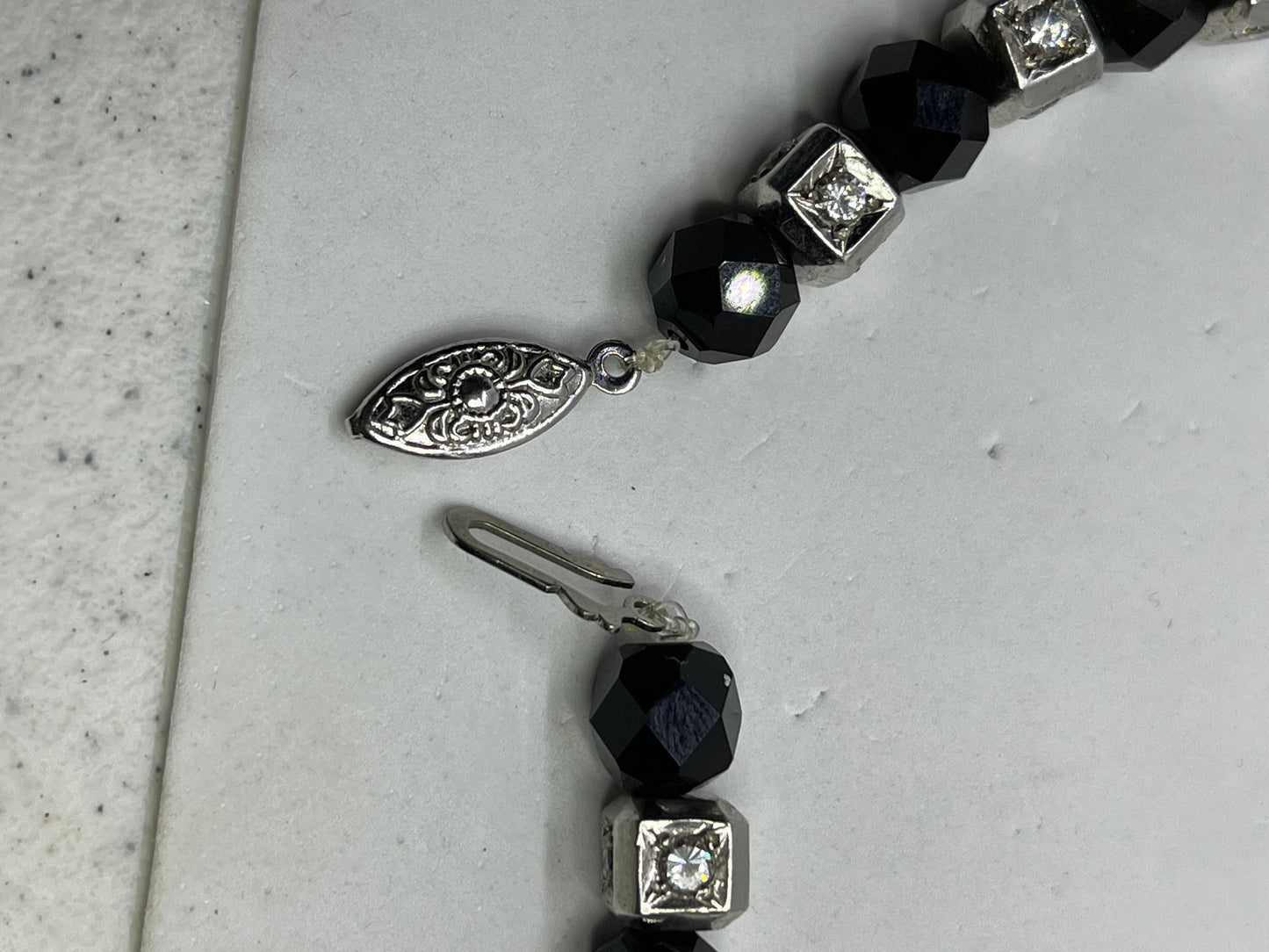 Black Onyx & CZ Handmade Sterling Silver Necklace