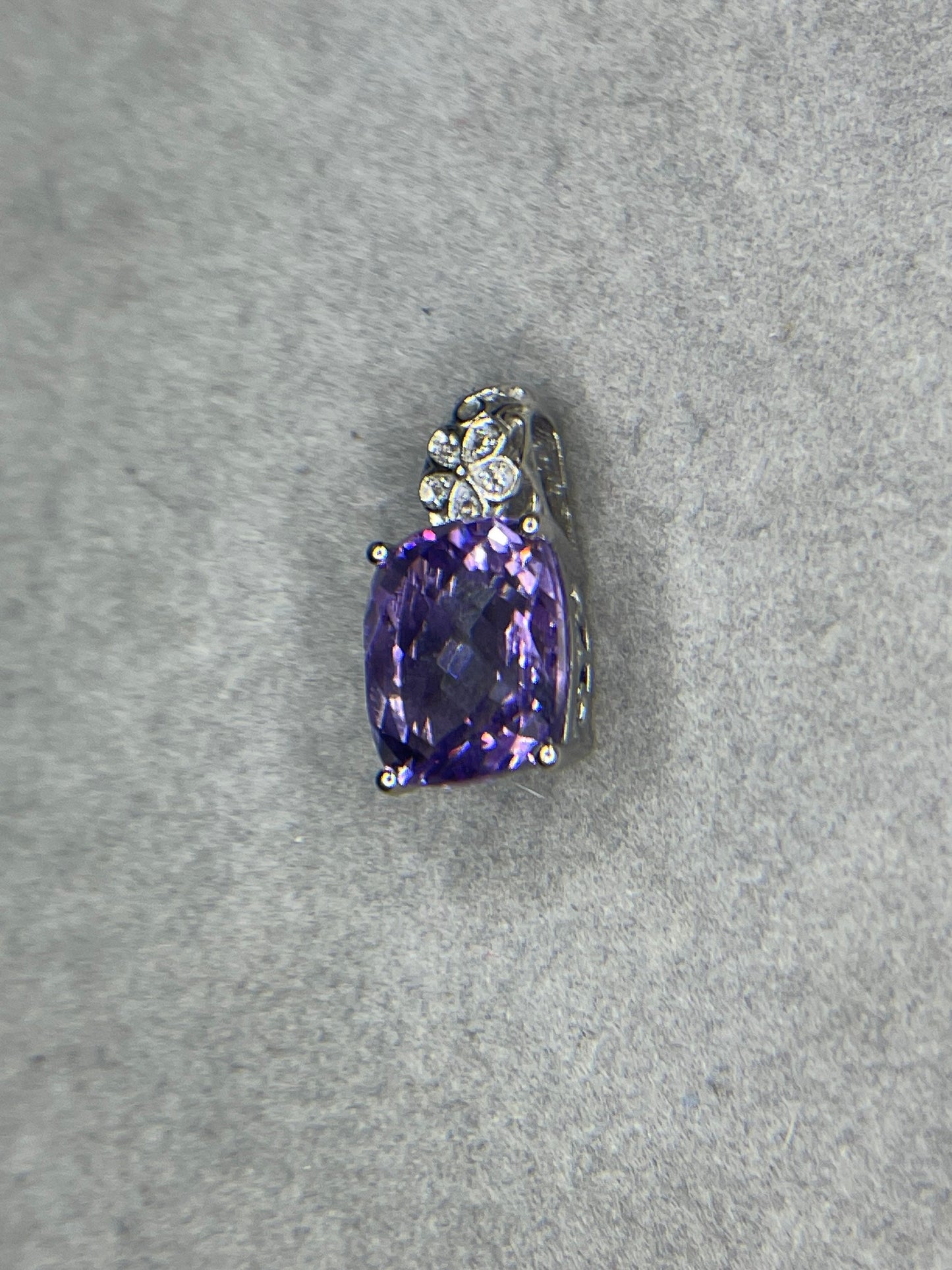 9.50 Carat Amethyst & White Topaz Sterling Silver Pendant