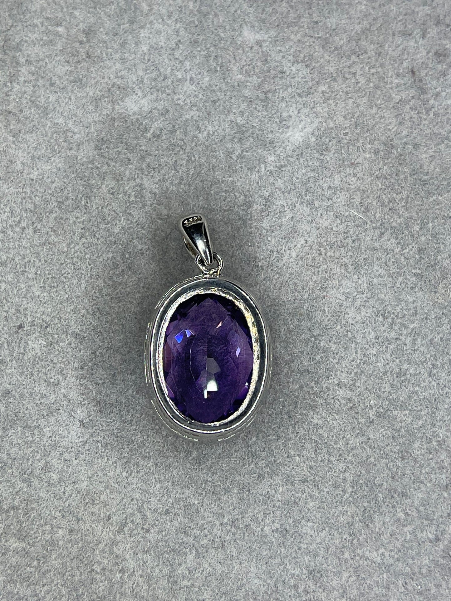 6.50 Carat Oval Amethyst & White Topaz Sterling Silver Pendant