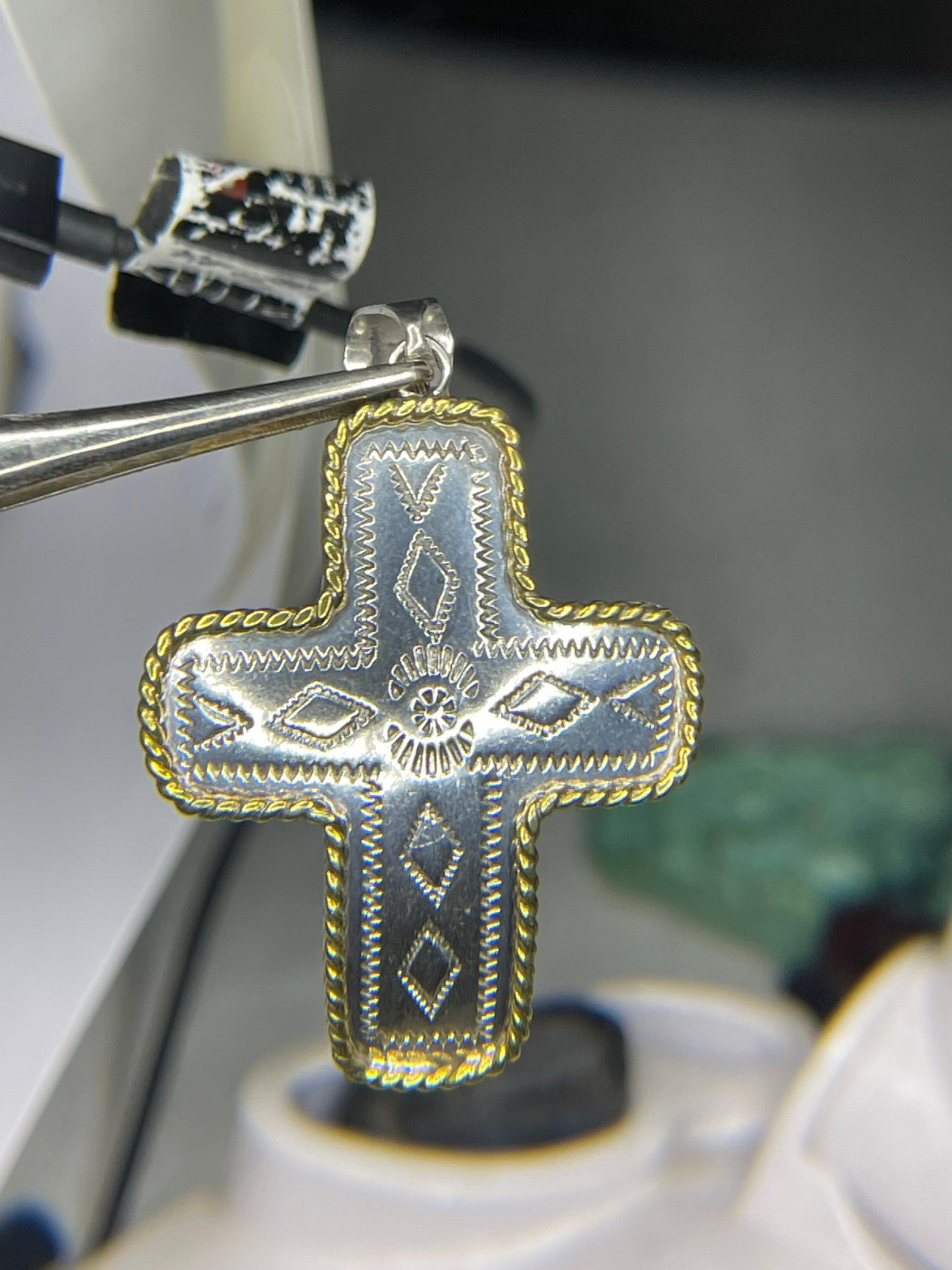 Large Handmade Sterling Silver Vermeil Cross Pendant