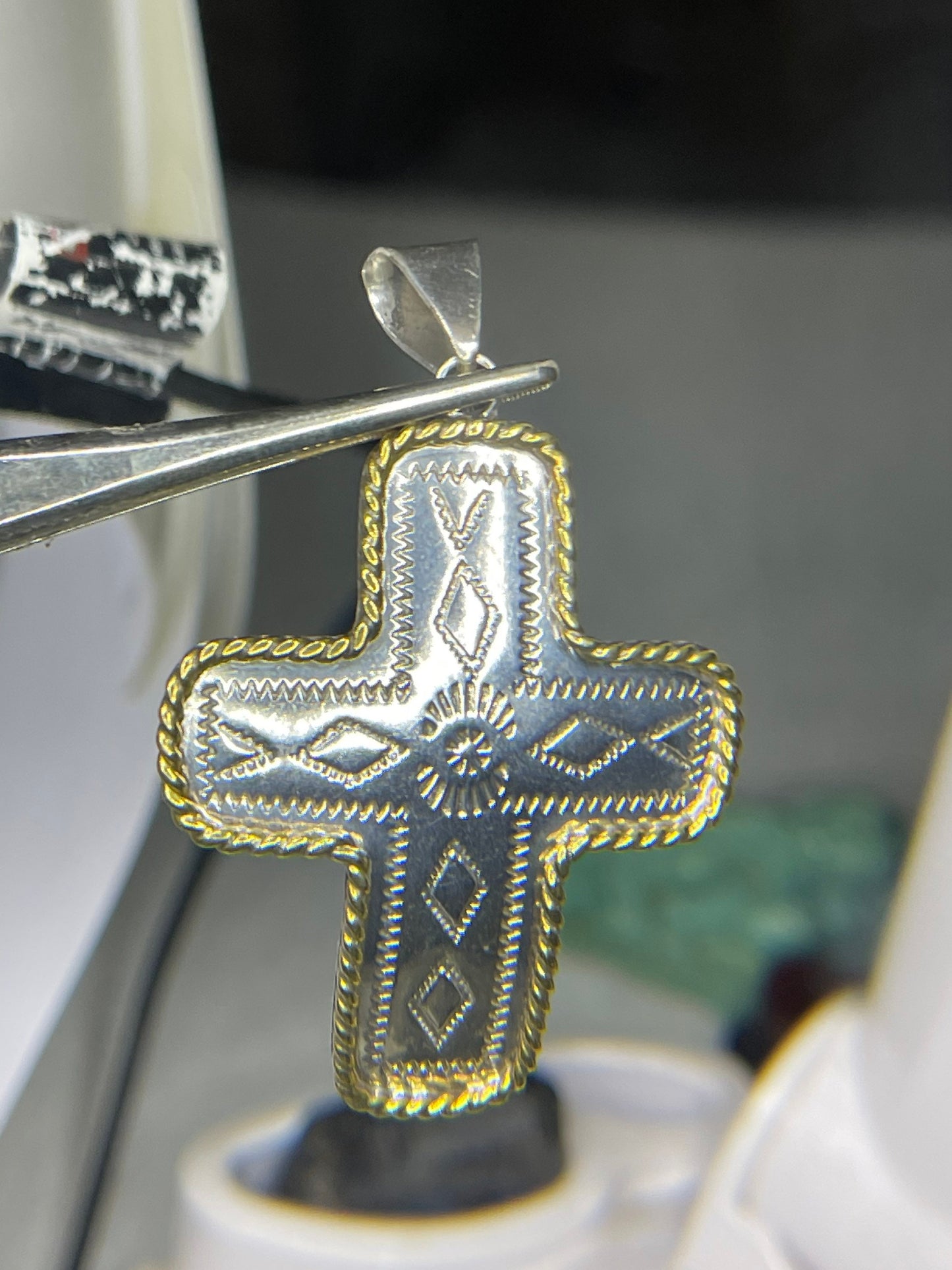 Large Handmade Sterling Silver Vermeil Cross Pendant