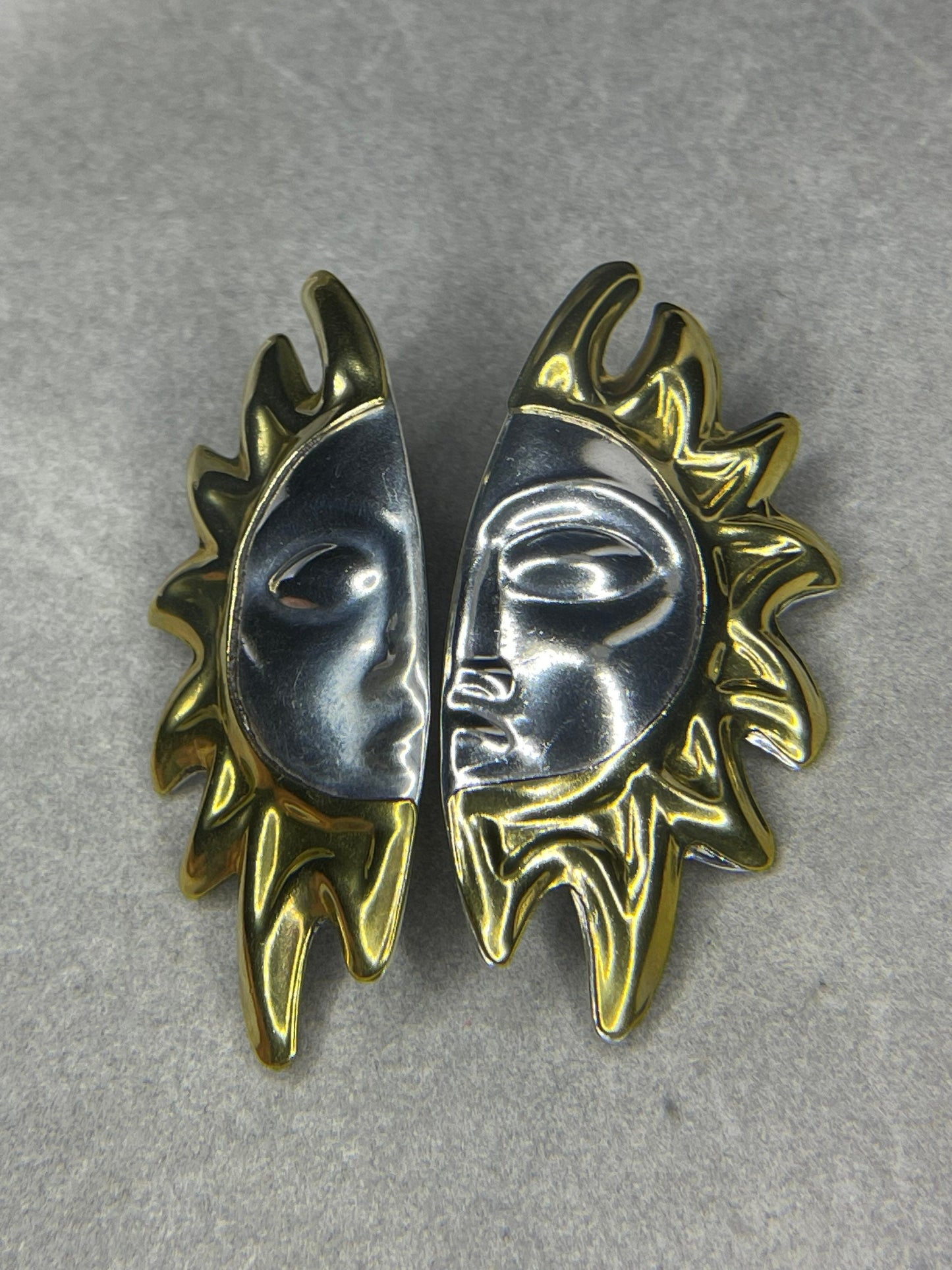 Designer Sun Handmade Sterling Silver Vermeil Earrings