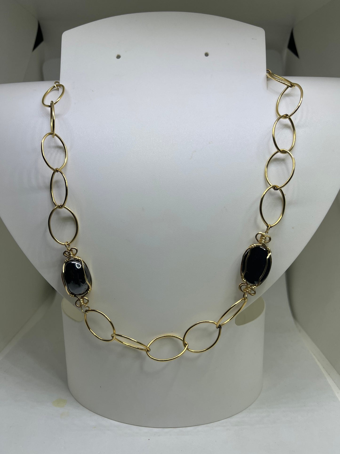 Natural Hematite 14k Gold-Filled Wire-Wrapped Necklace