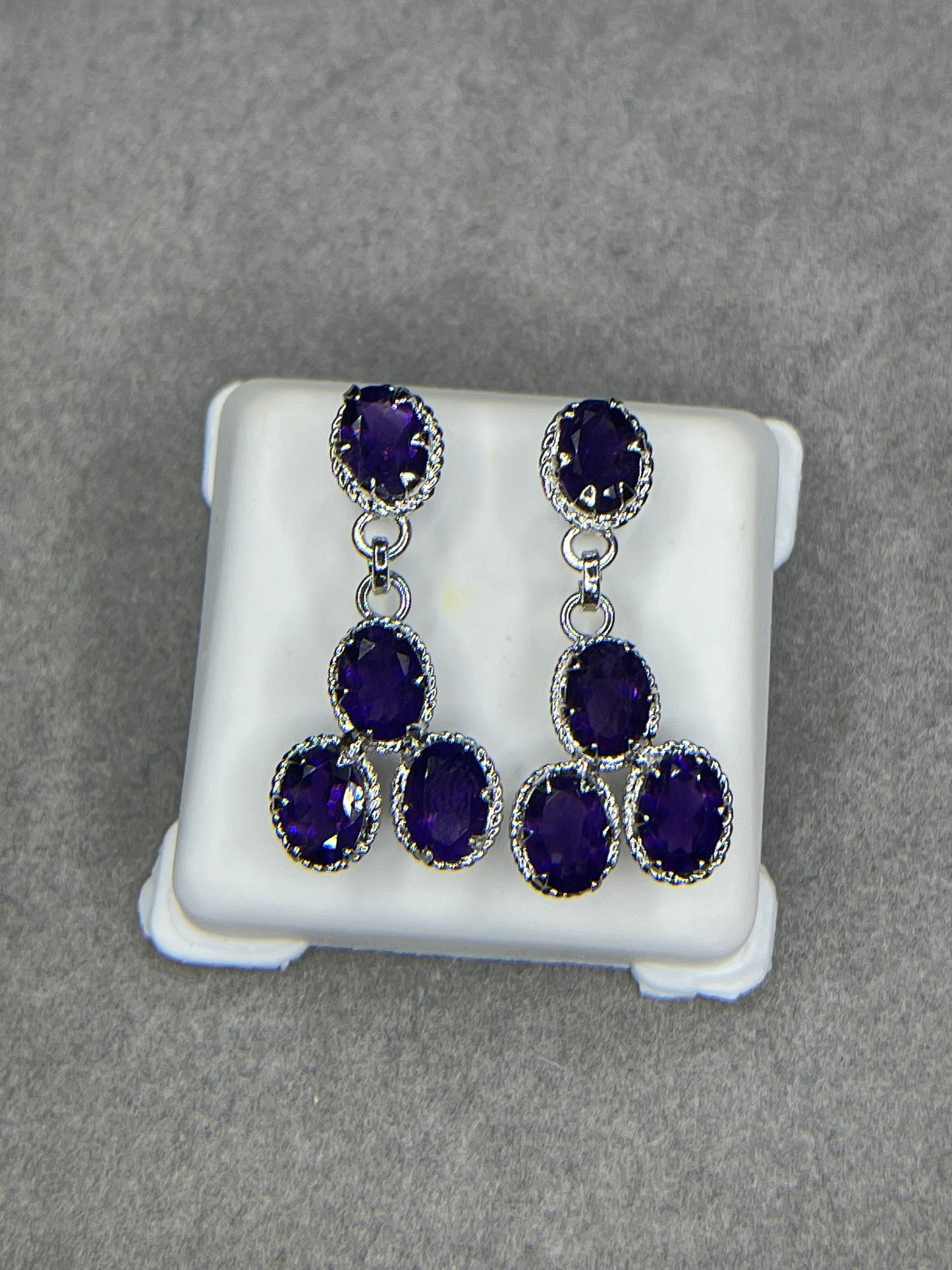 Zambian Amethyst Dangle Sterling Silver Earrings