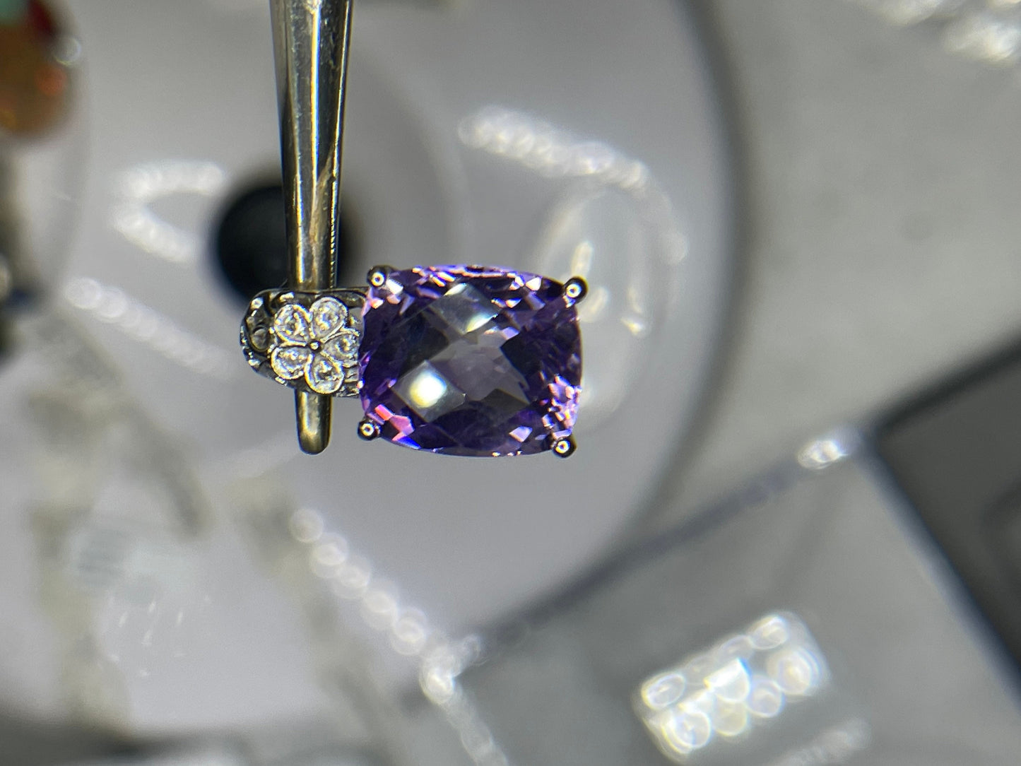 9.50 Carat Amethyst & White Topaz Sterling Silver Pendant