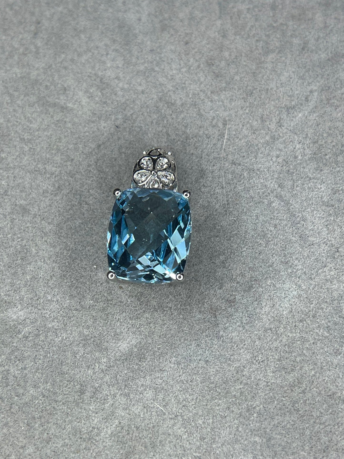 9.49 Carat Blue Topaz & White Topaz Sterling Silver Pendant