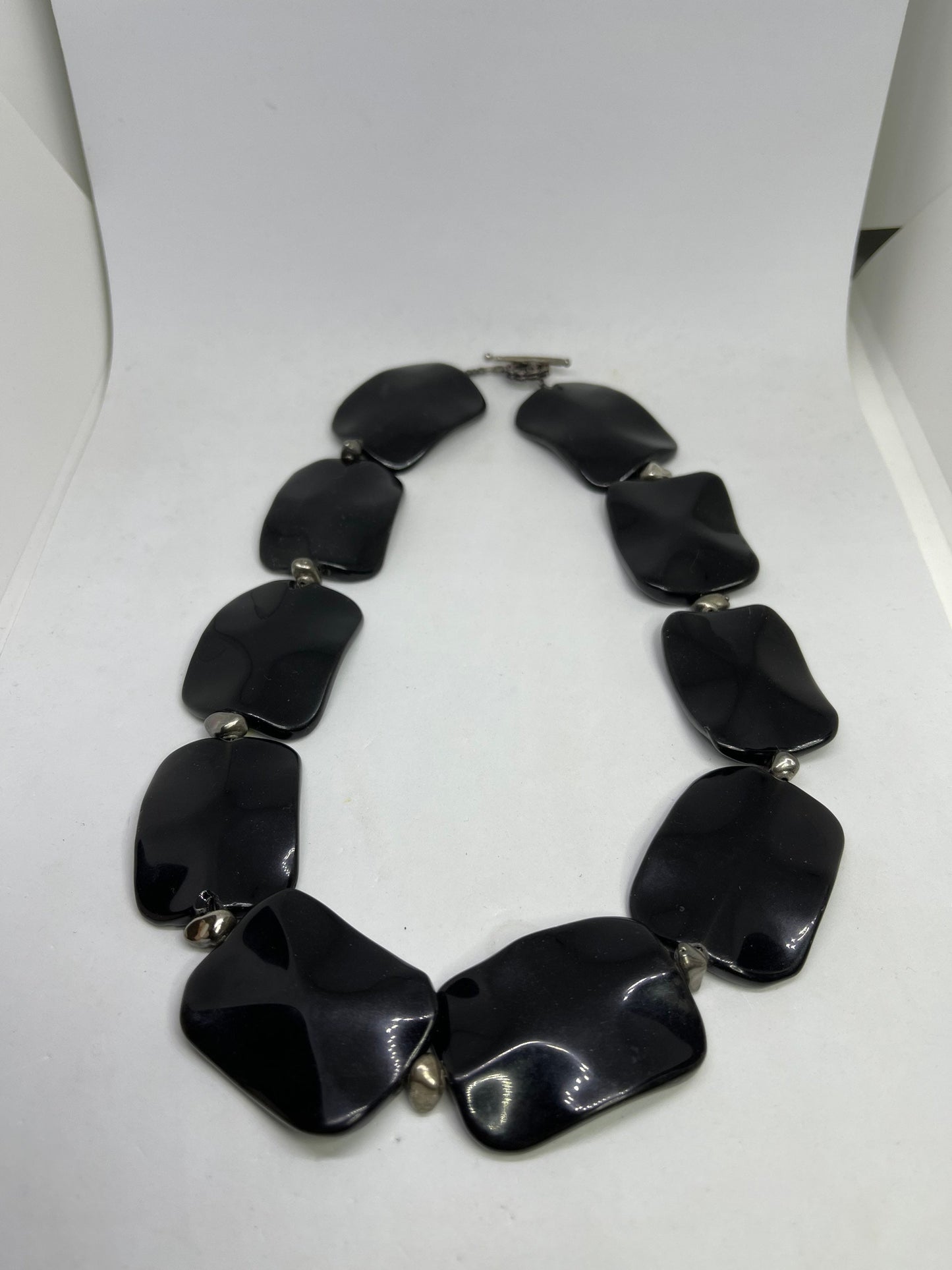 Black Onyx & Sterling Silver Handmade Choker Necklace