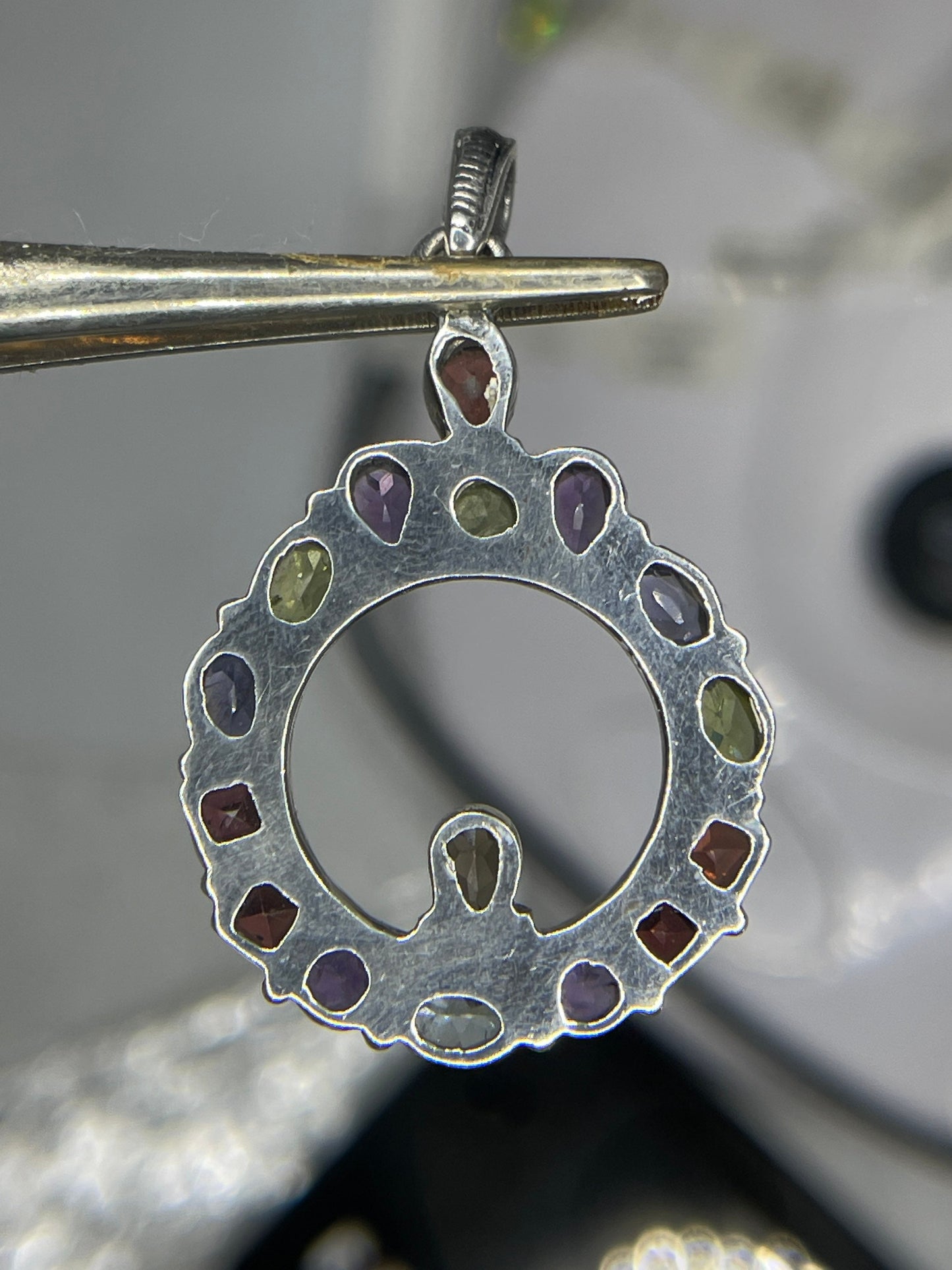 Natural Faceted Multi Gemstone Sterling Silver Pendant