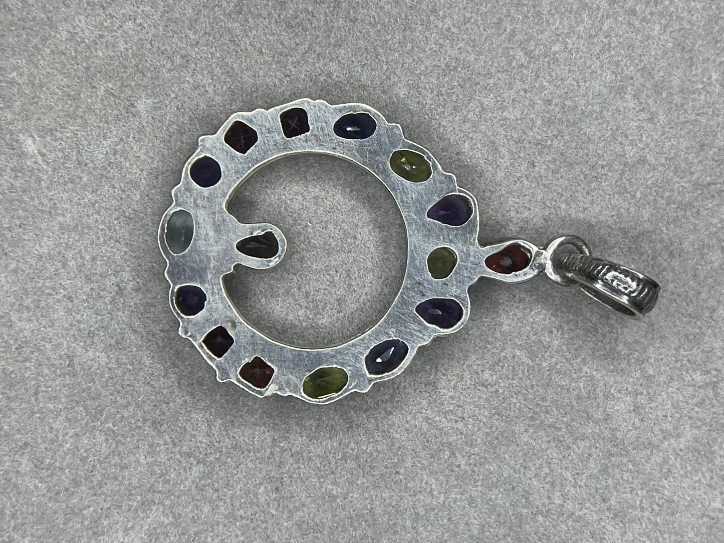 Natural Faceted Multi Gemstone Sterling Silver Pendant