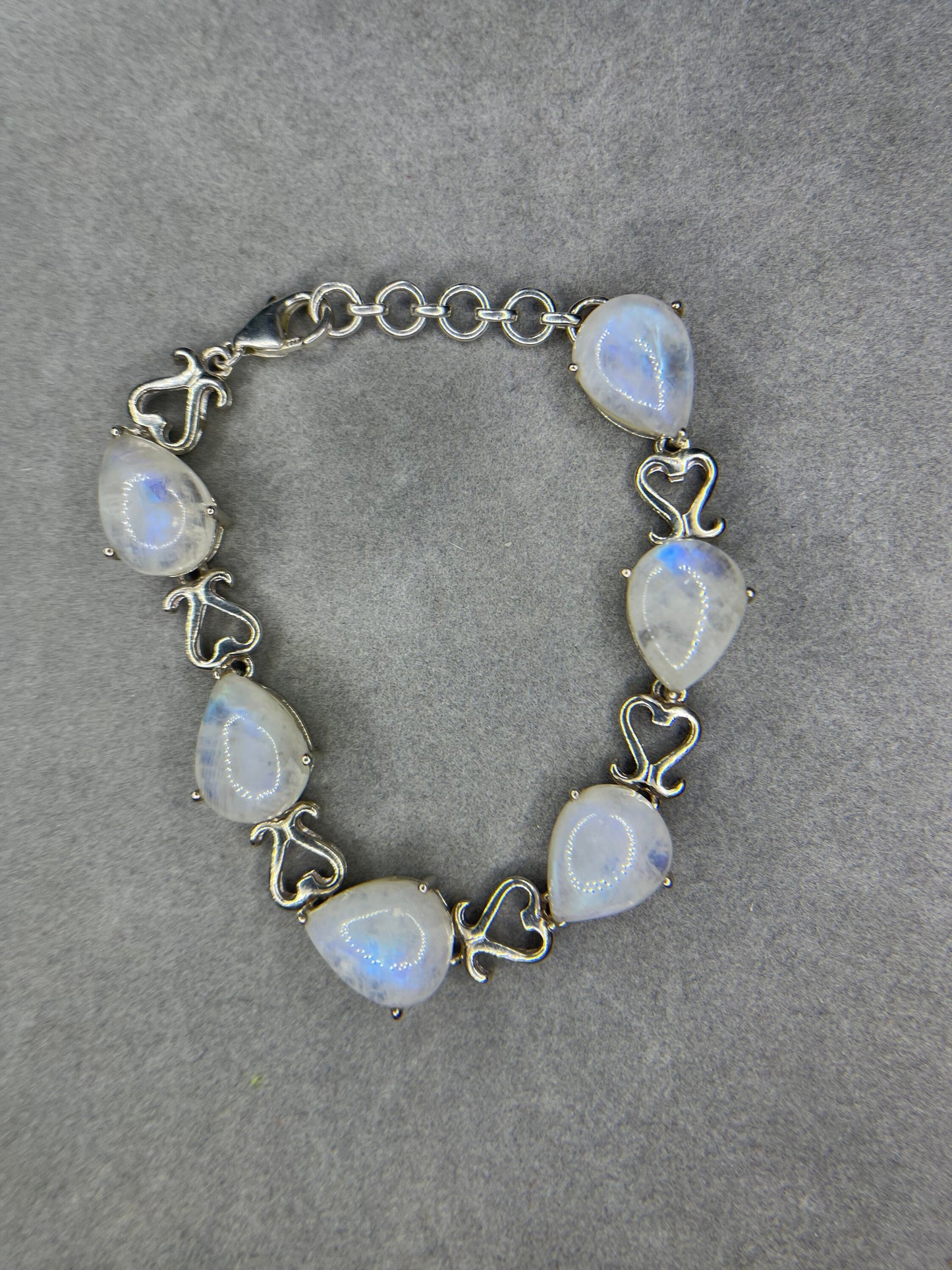 Rainbow Moonstone Sterling Silver Bracelet