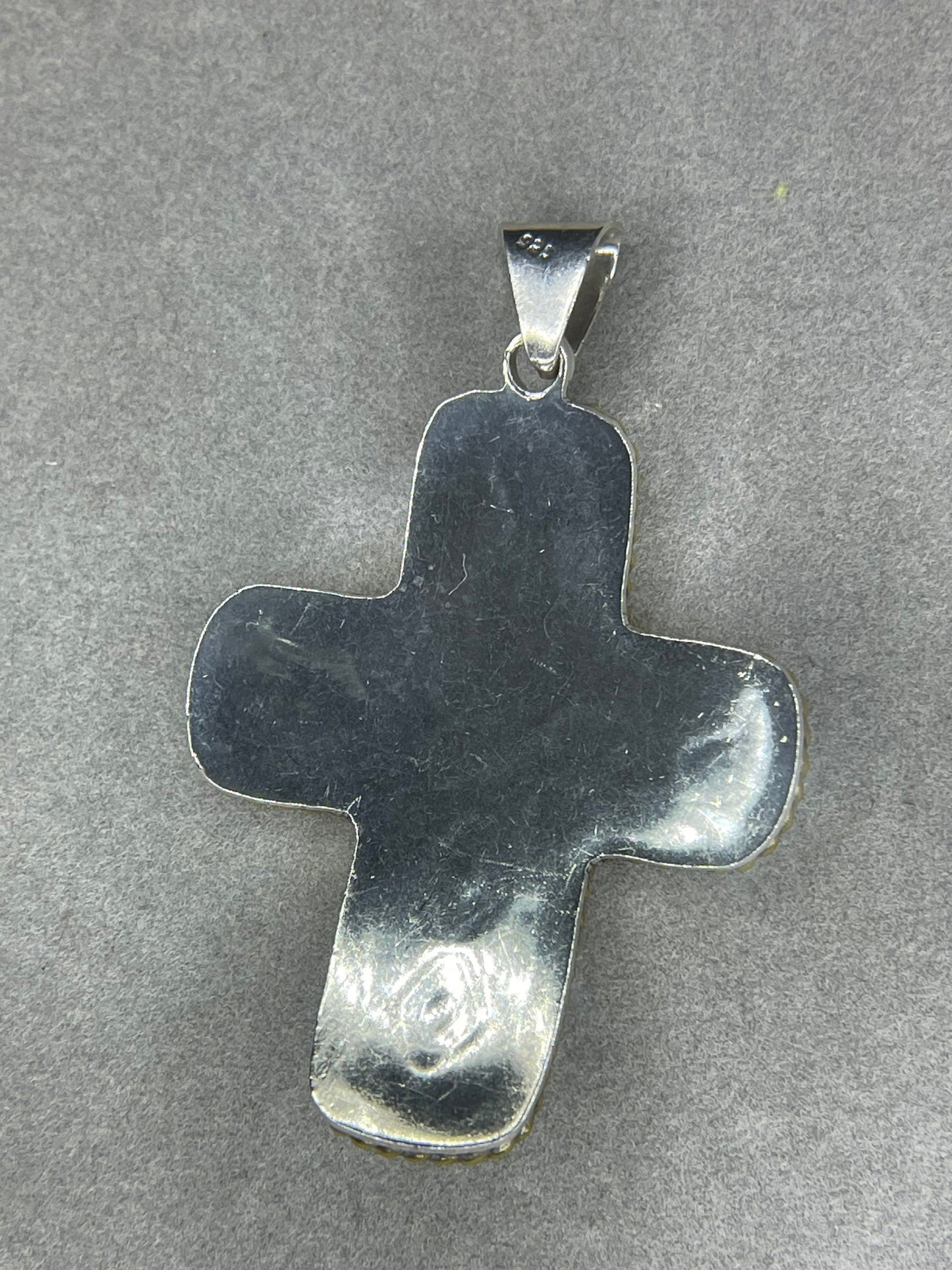 Large Handmade Sterling Silver Vermeil Cross Pendant