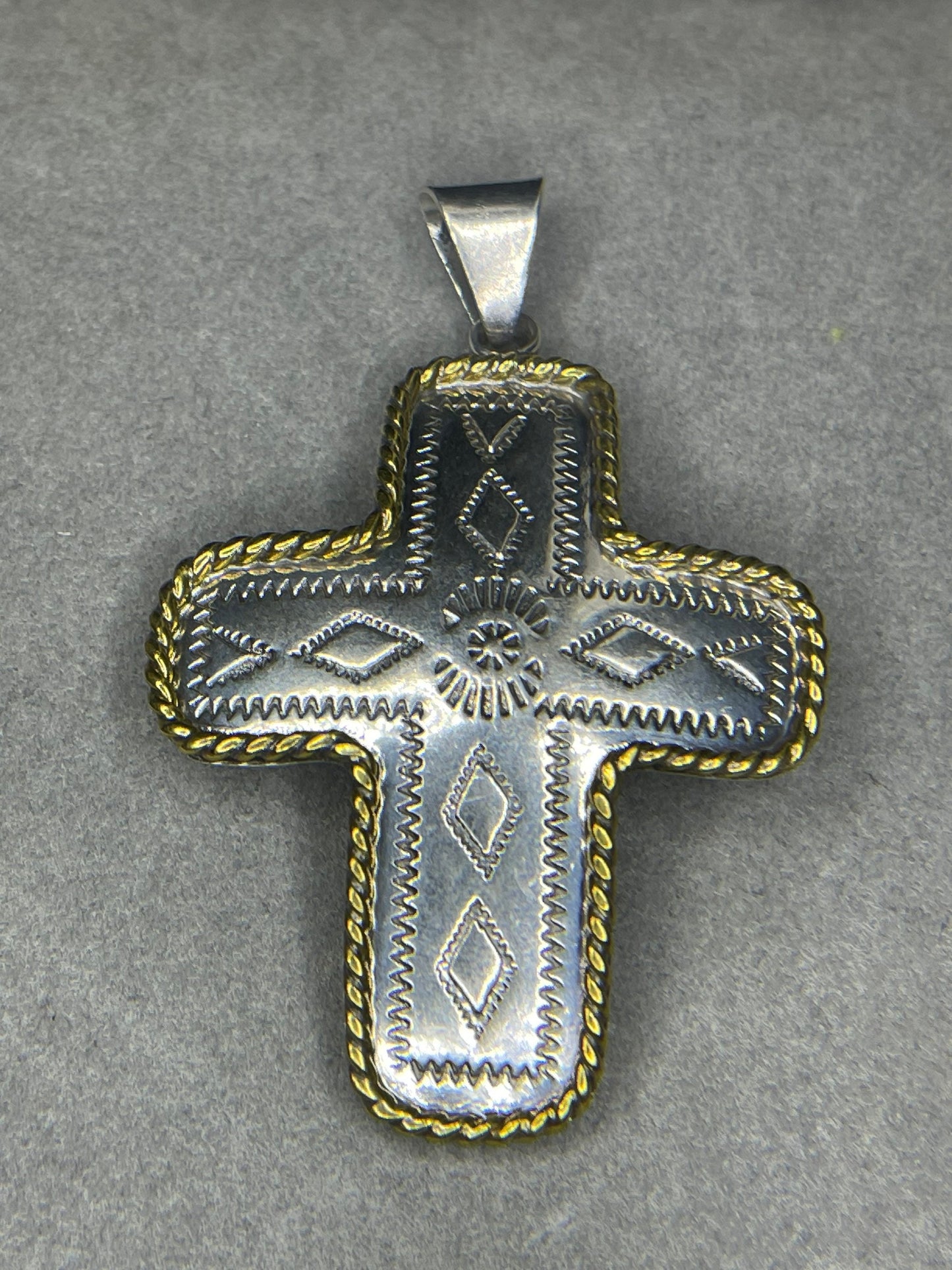 Large Handmade Sterling Silver Vermeil Cross Pendant