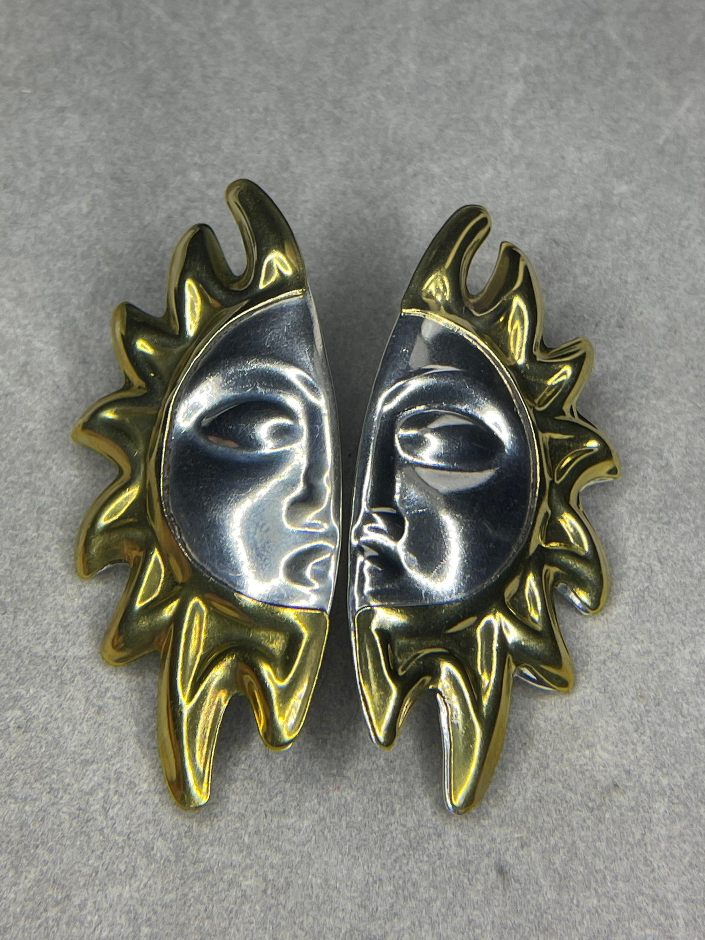 Designer Sun Handmade Sterling Silver Vermeil Earrings