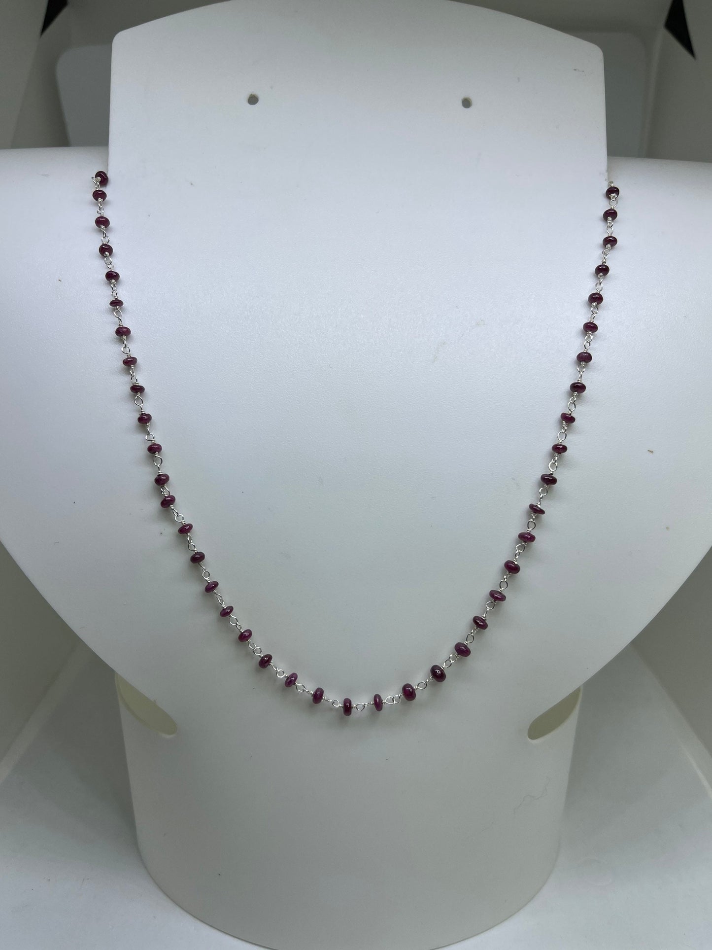 Natural Ruby Wire-Wrapped Sterling Silver Necklace