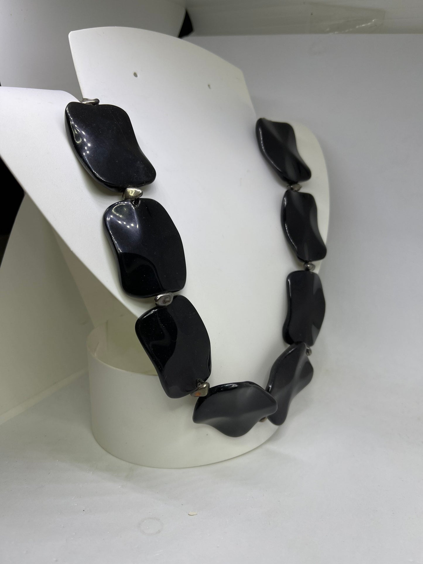 Black Onyx & Sterling Silver Handmade Choker Necklace