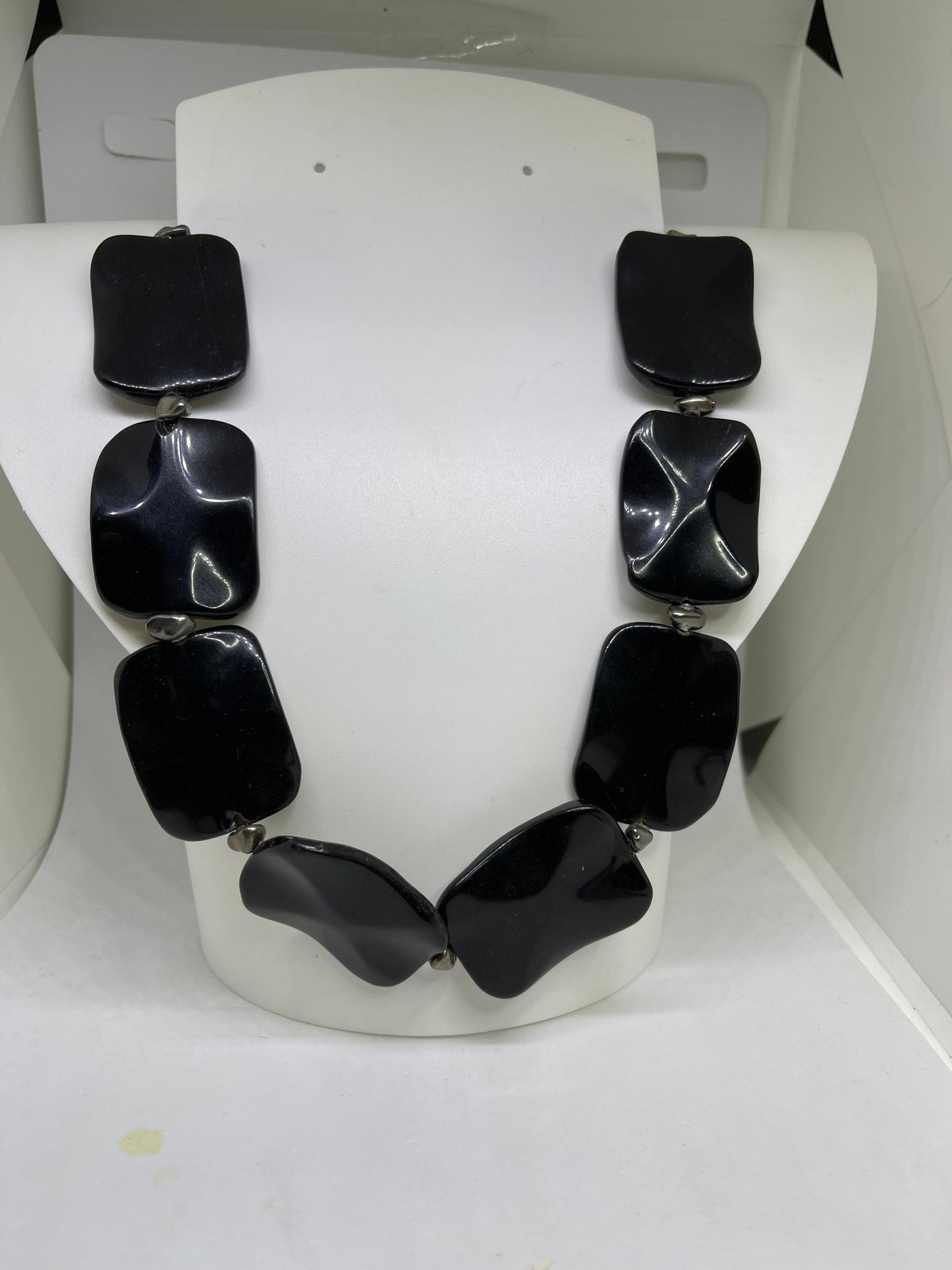 Black Onyx & Sterling Silver Handmade Choker Necklace