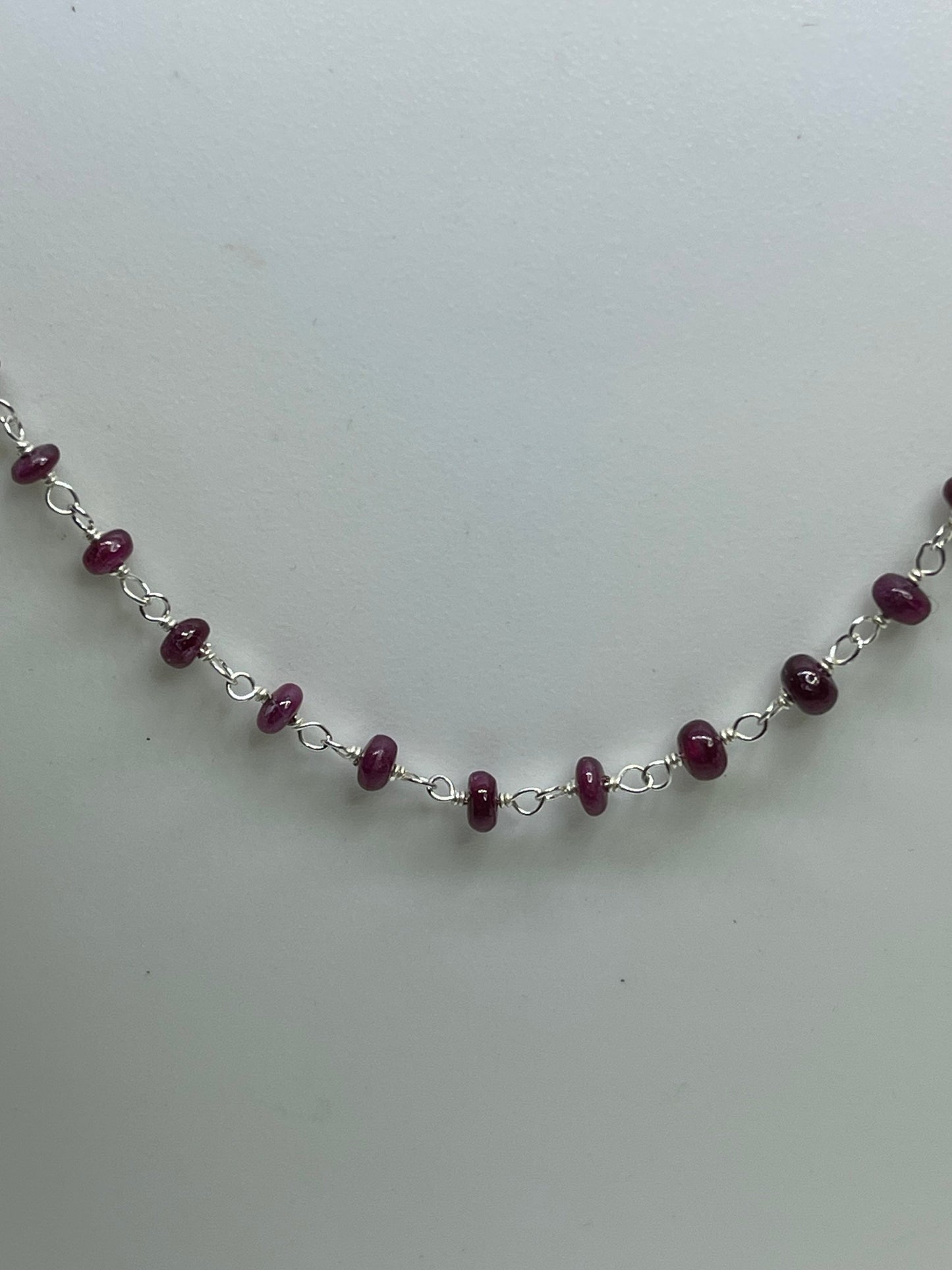 Natural Ruby Wire-Wrapped Sterling Silver Necklace