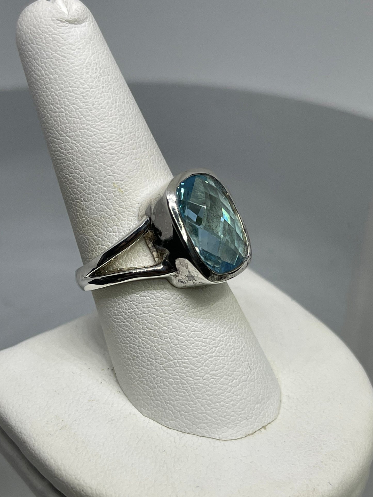 Natural Blue Topaz Sterling Silver Ring