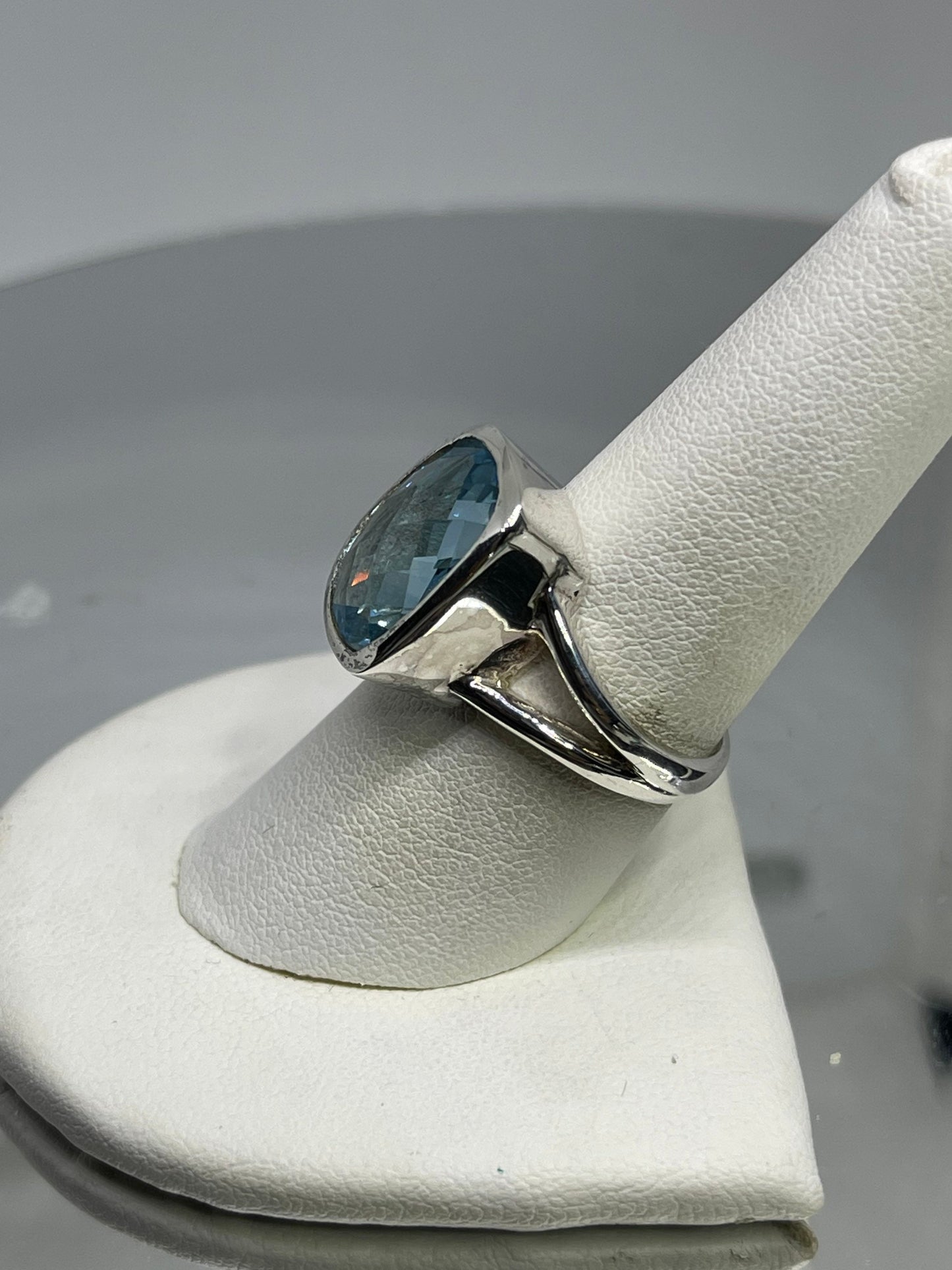 Natural Blue Topaz Sterling Silver Ring