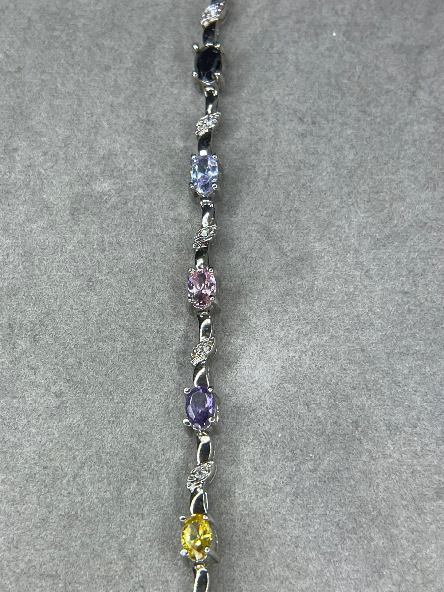 Multi Colored CZ Sterling Silver Bracelet