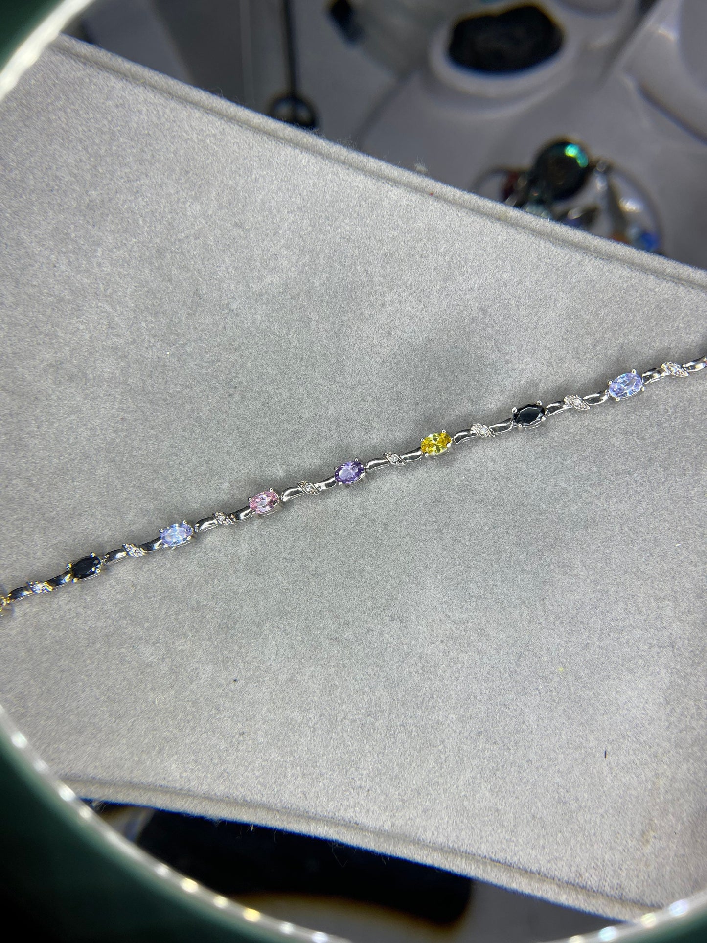 Multi Colored CZ Sterling Silver Bracelet