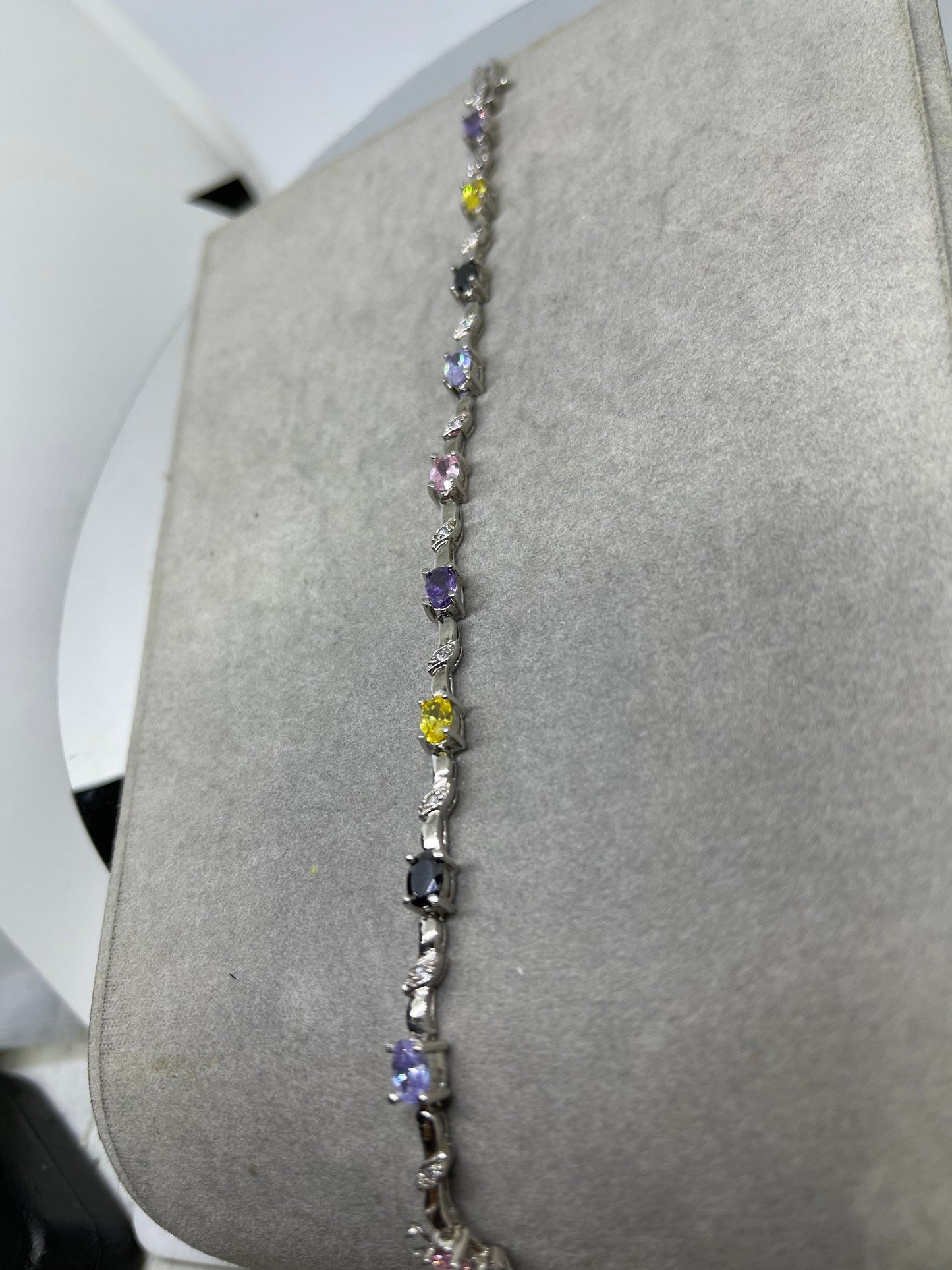 Multi Colored CZ Sterling Silver Bracelet