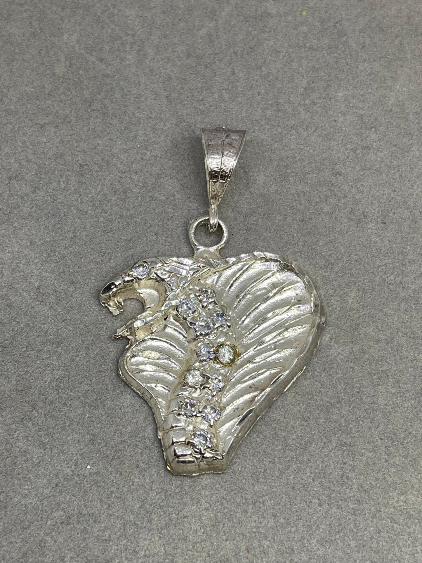 Sterling Silver CZ Cobra Pendant