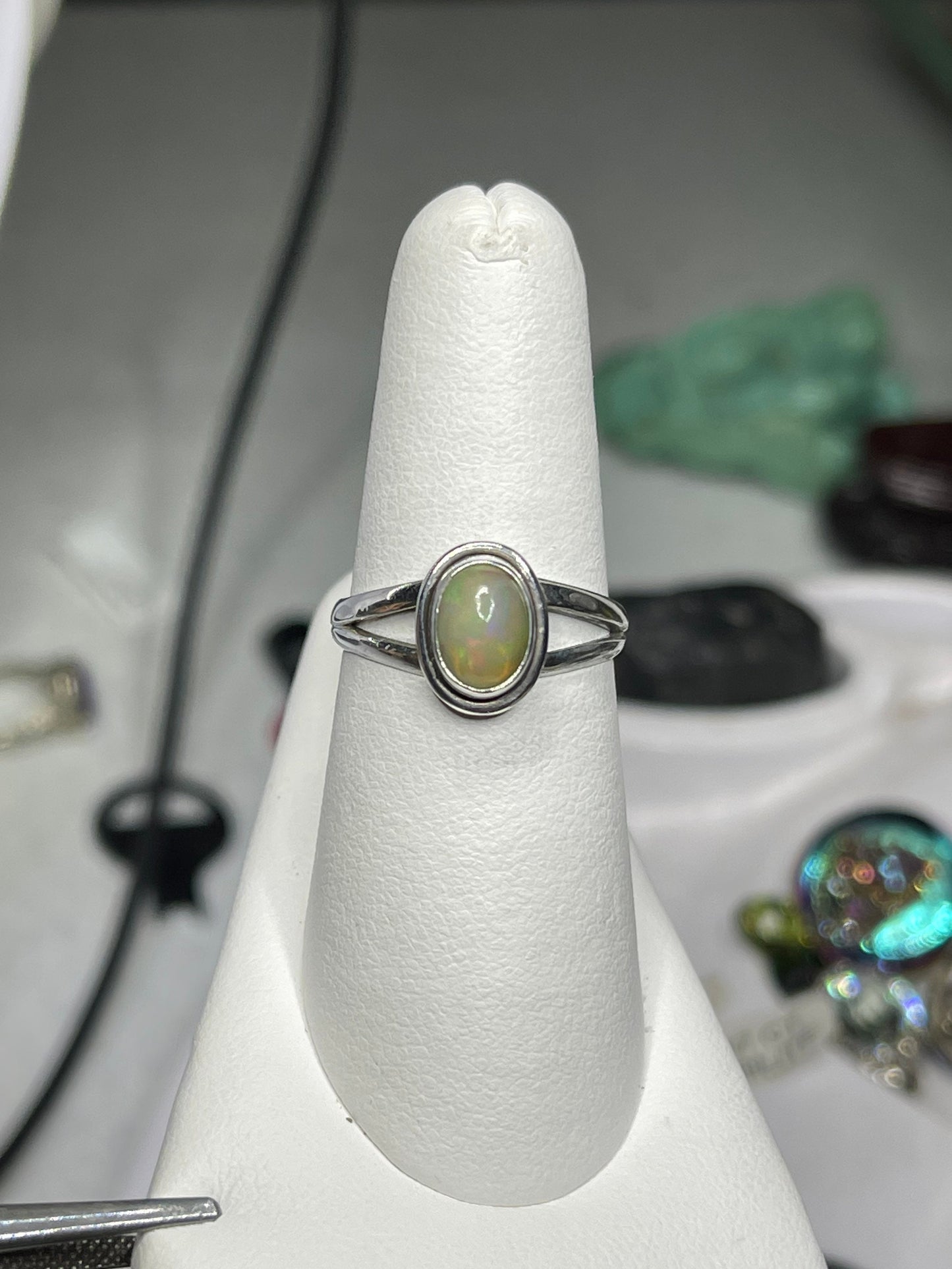 Natural Ethiopian Opal Sterling Silver Ring (Size 7.5)