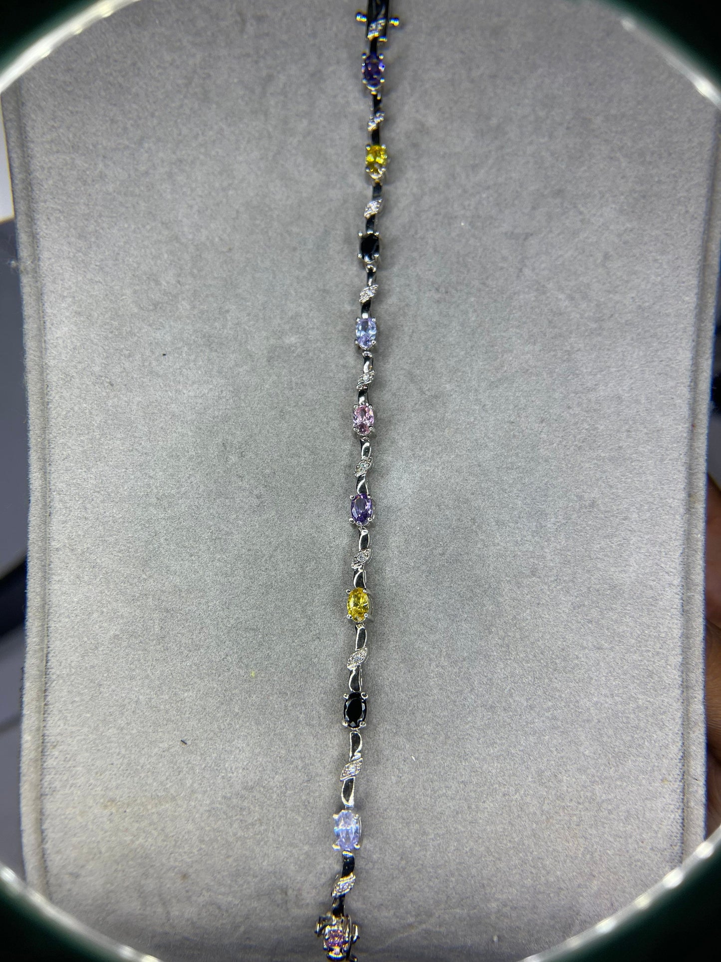 Multi Colored CZ Sterling Silver Bracelet