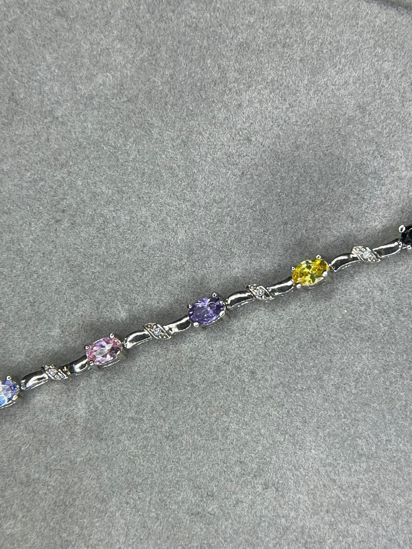 Multi Colored CZ Sterling Silver Bracelet