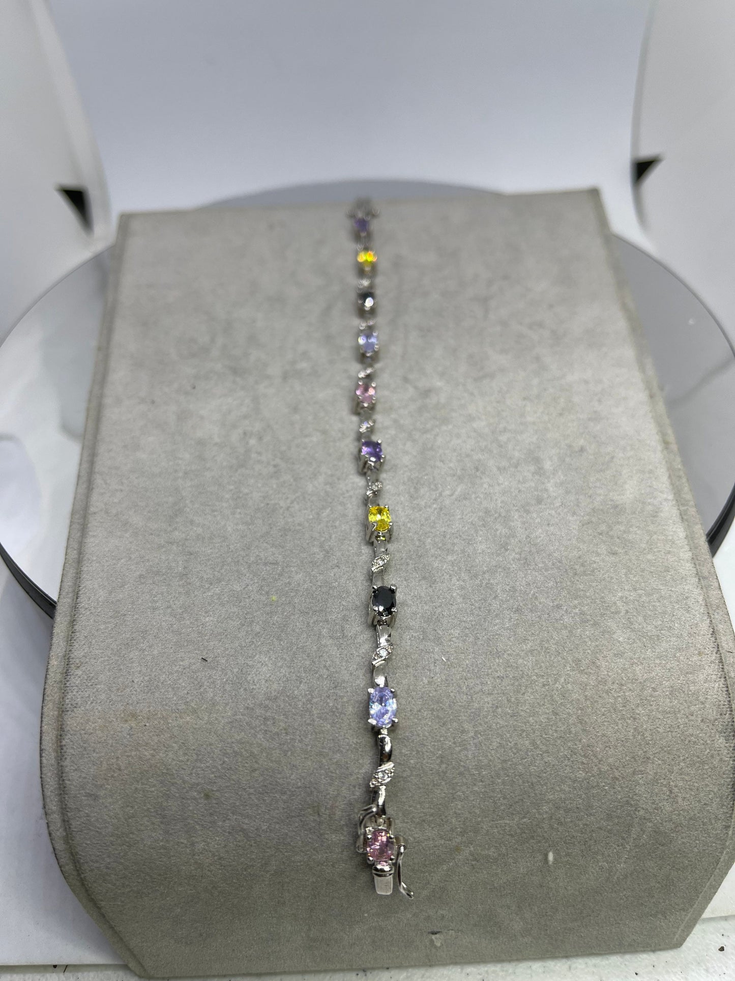 Multi Colored CZ Sterling Silver Bracelet