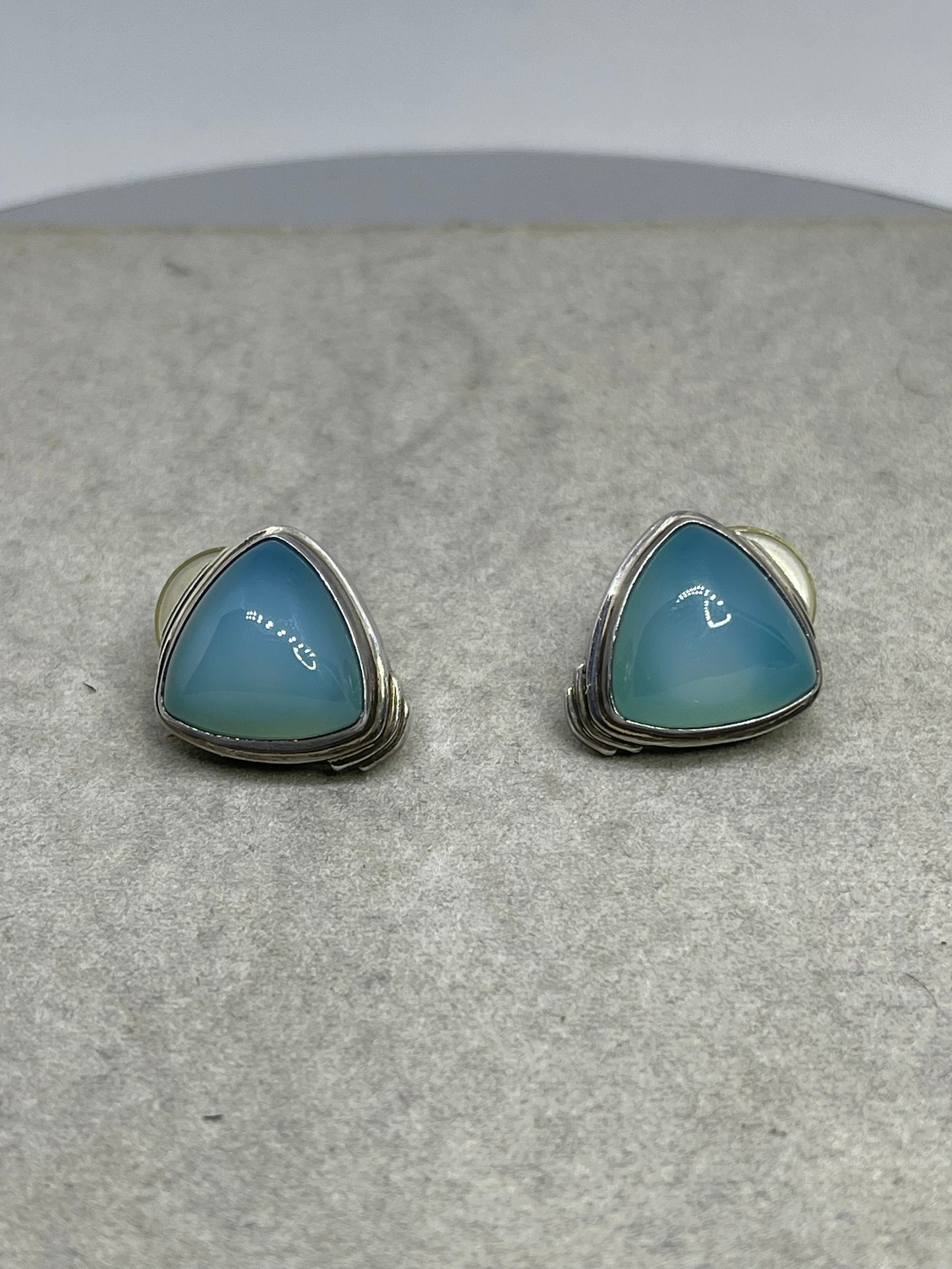 Natural Blue Chalcedony Sterling Silver Earrings