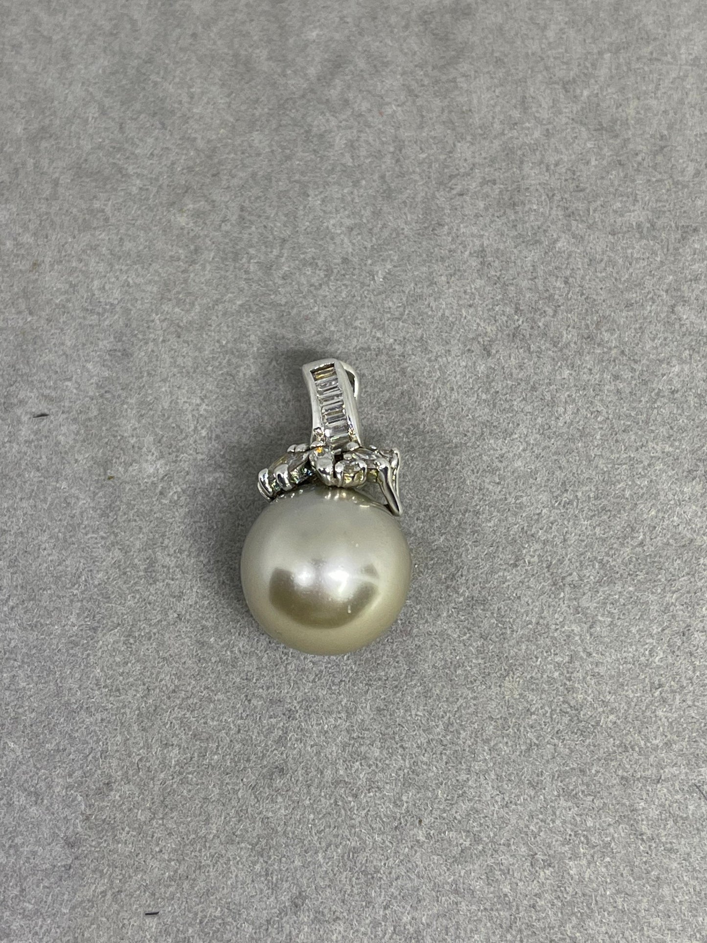 Natural Freshwater Pearl & Cubic Zirconia Sterling Silver Pendant