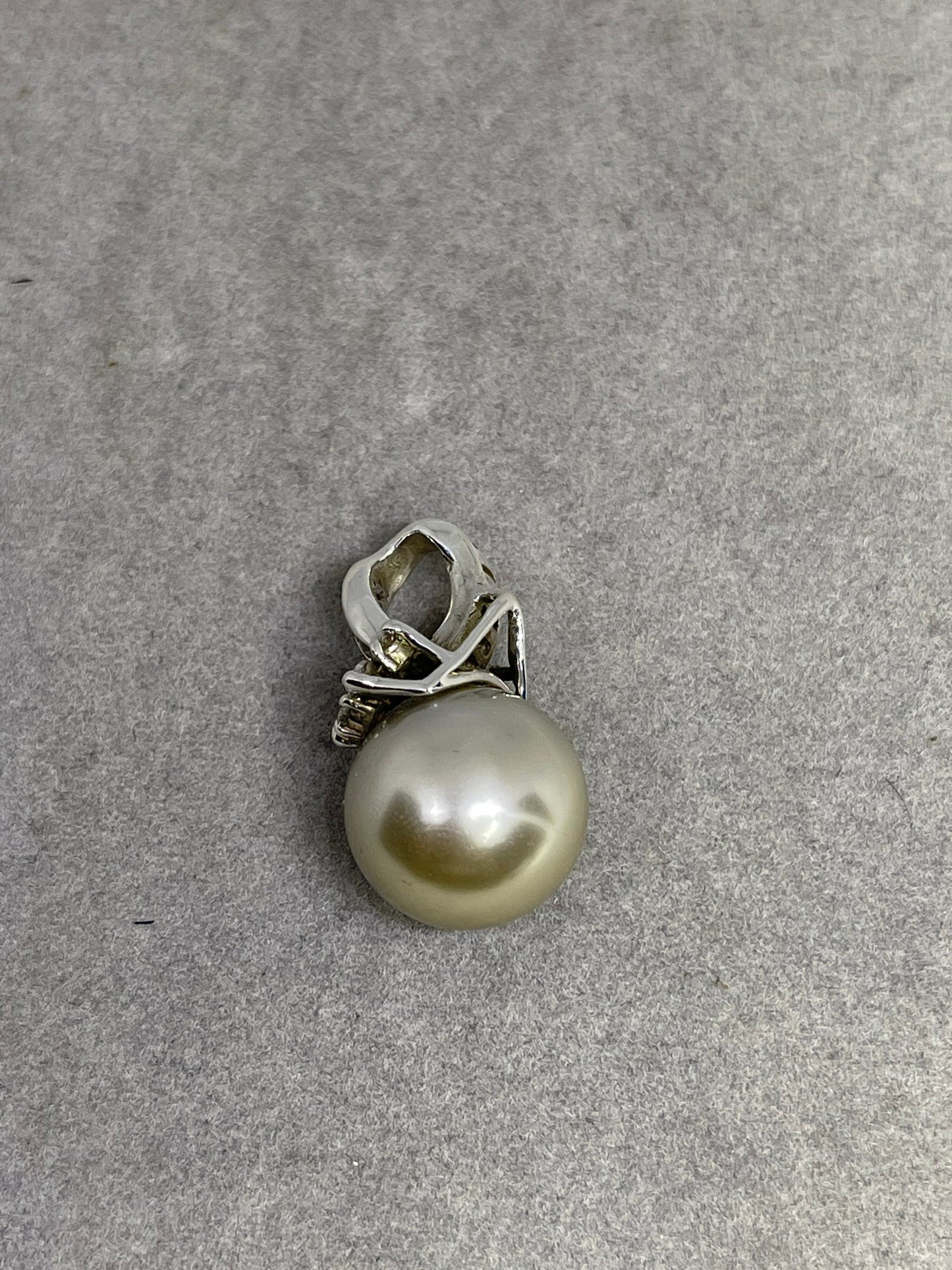 Natural Freshwater Pearl & Cubic Zirconia Sterling Silver Pendant