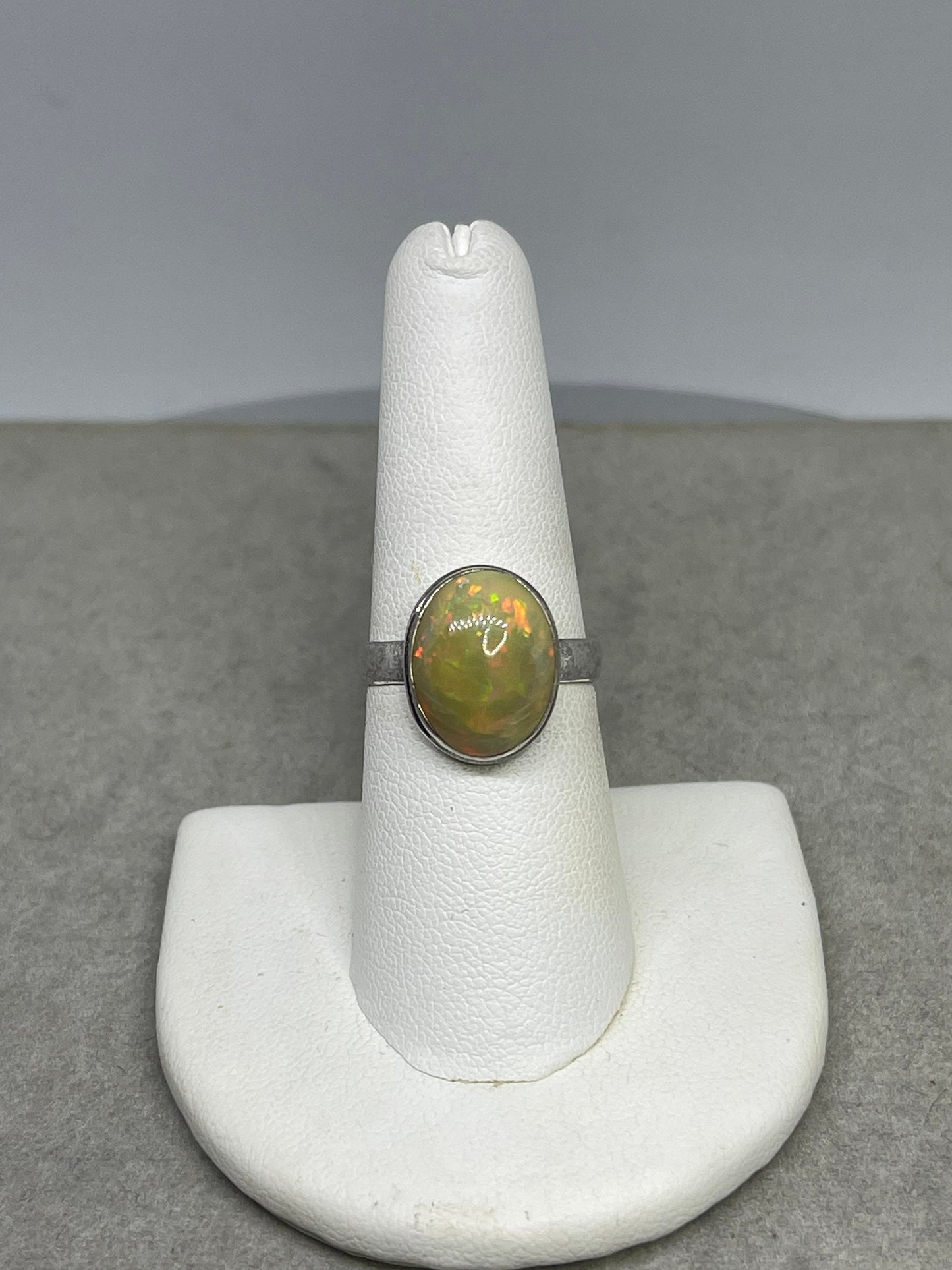 Natural Ethiopian Opal Sterling Silver Ring (Size 7.5)