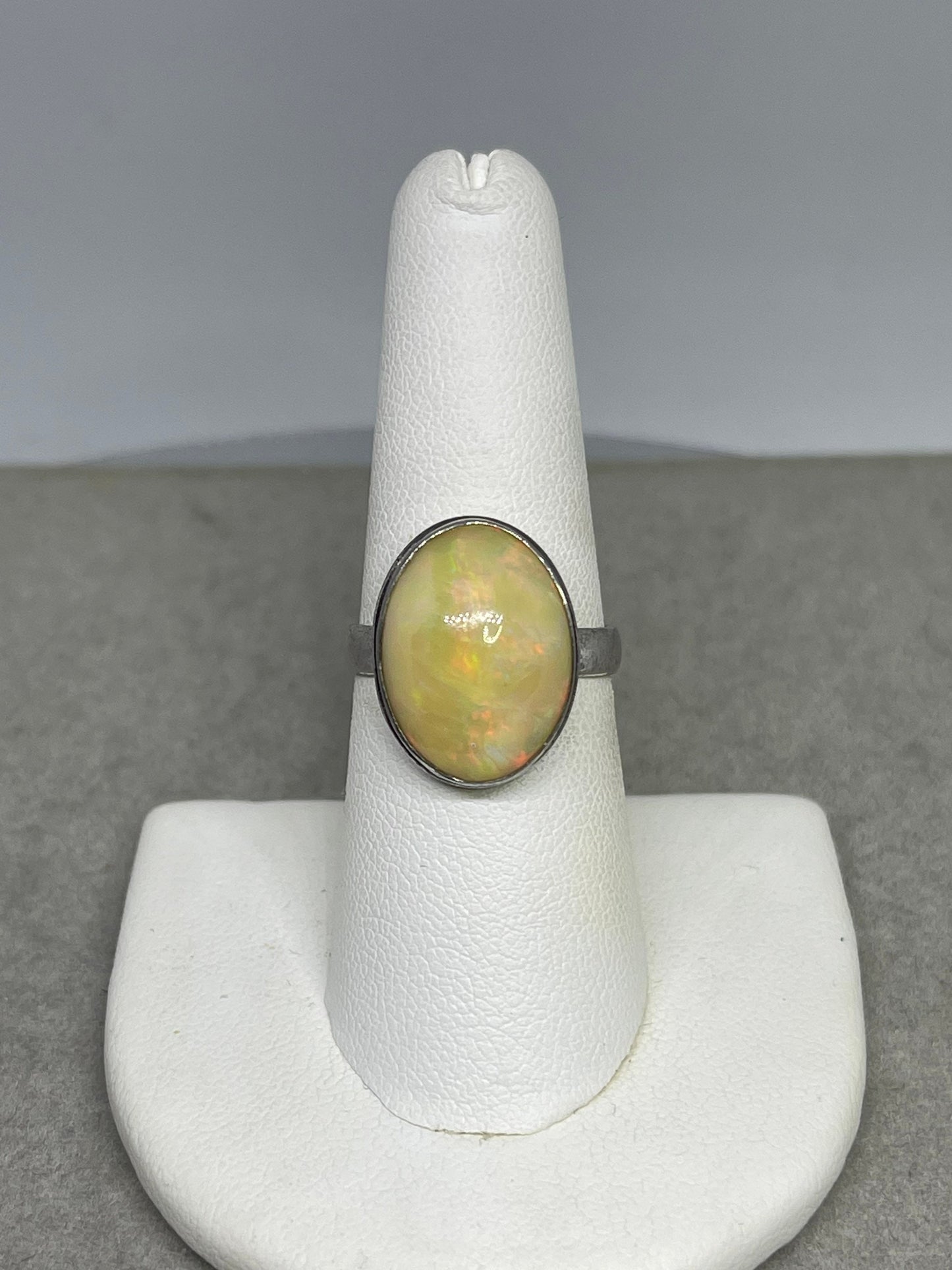 Natural Ethiopian Opal Sterling Silver Ring (Size 7.5)