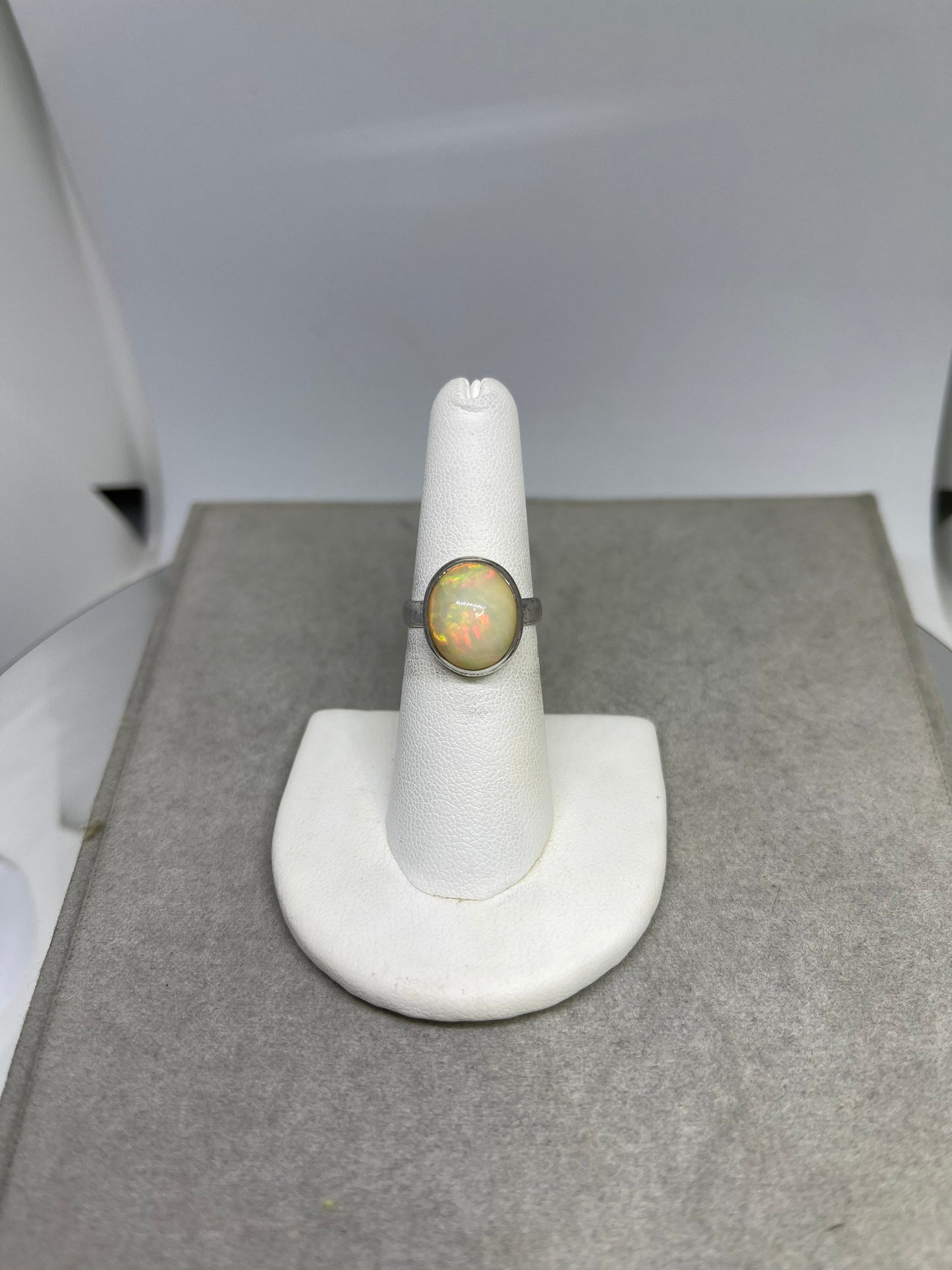 Natural Ethiopian Opal Sterling Silver Ring (Size 6.5)