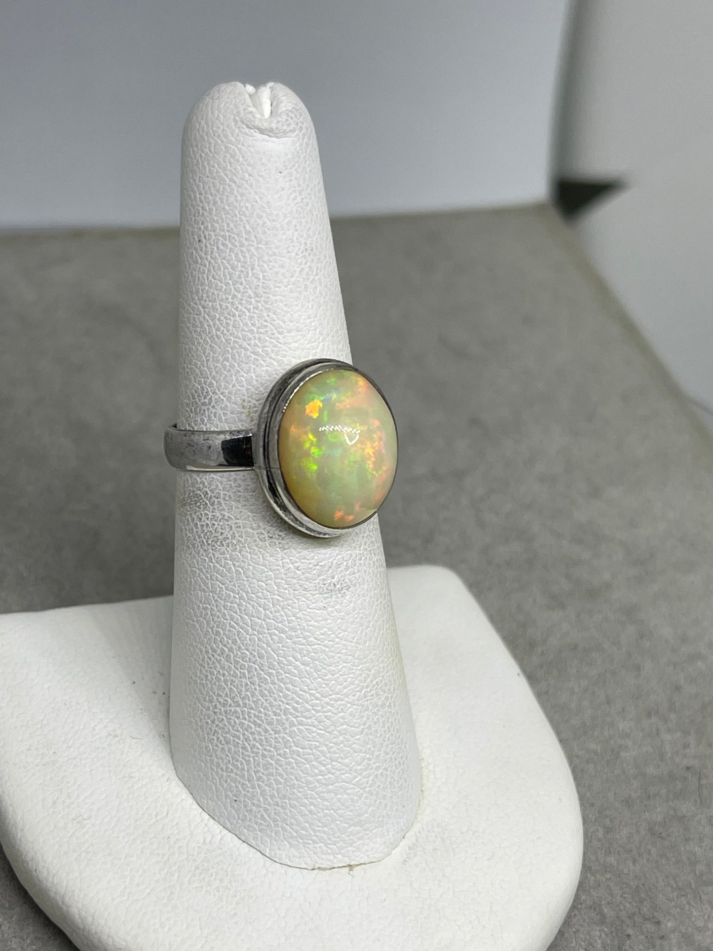 Natural Ethiopian Opal Sterling Silver Ring (Size 6.5)