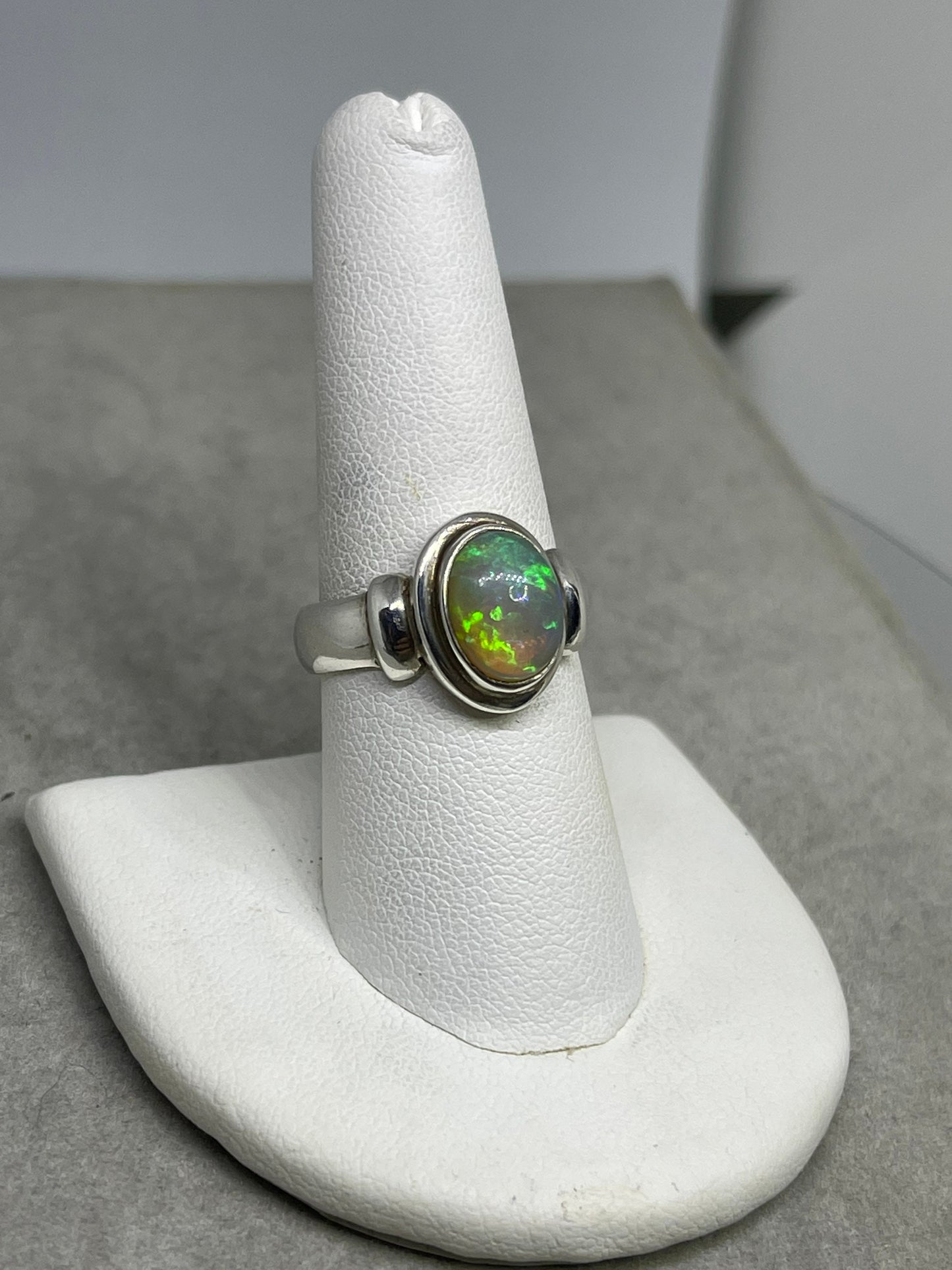 Natural Ethiopian Opal Sterling Silver Ring (Size 8)