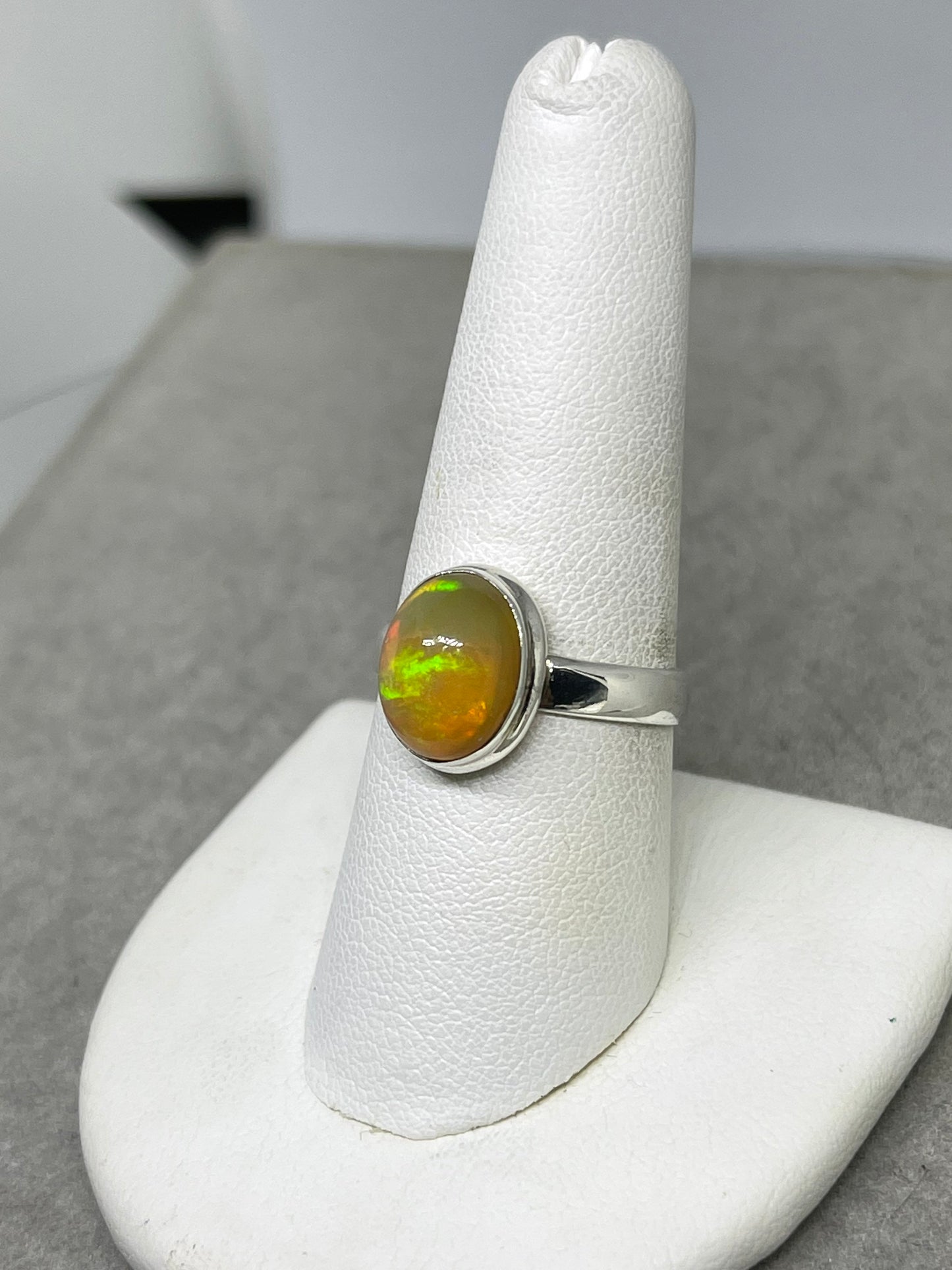 Natural Ethiopian Opal Sterling Silver Ring (Size 8.5)