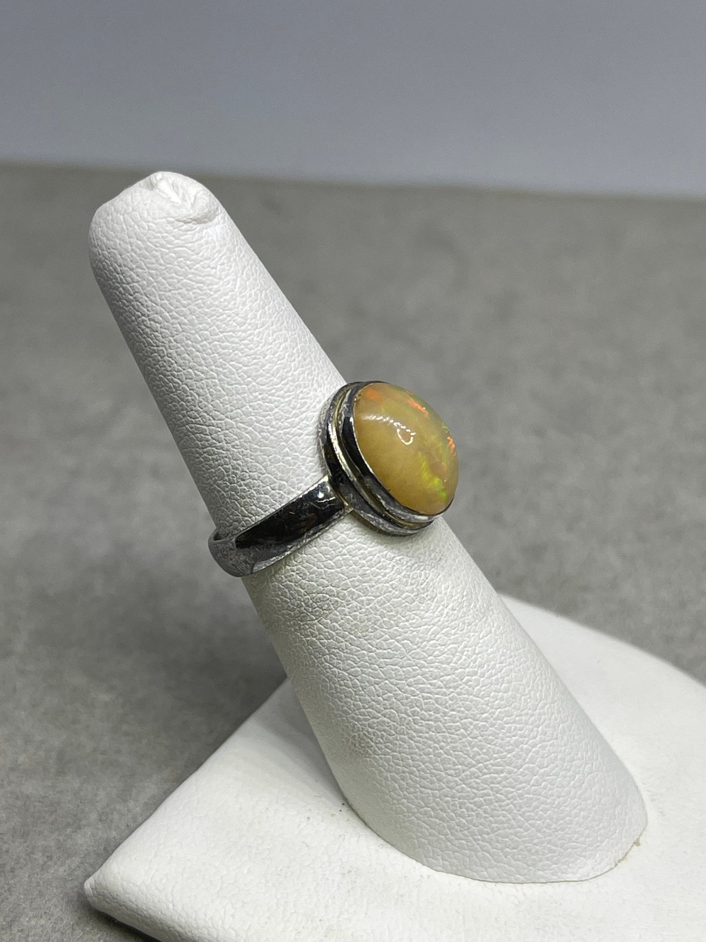 Natural Ethiopian Opal Sterling Silver Ring (Size 6)