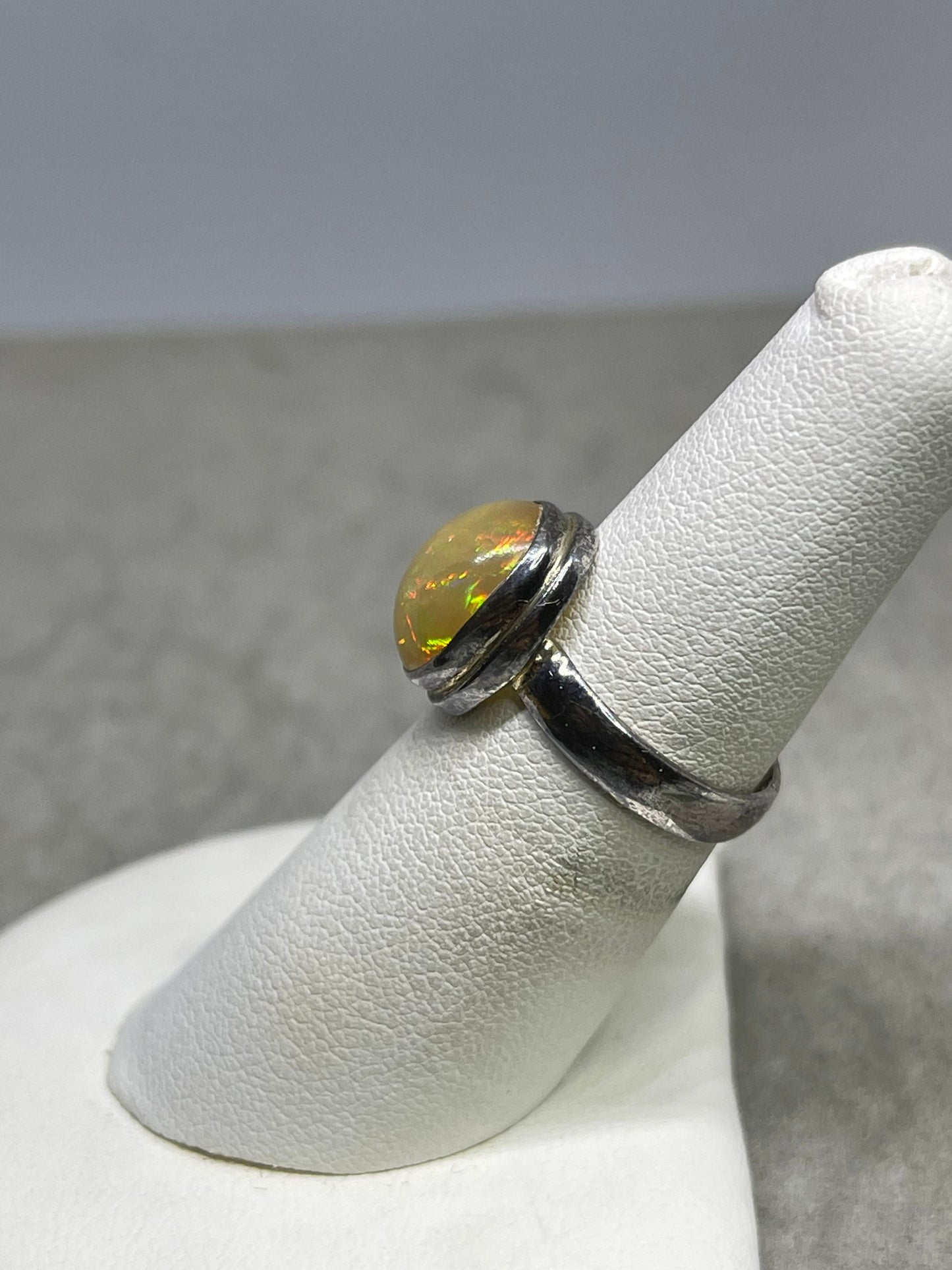 Natural Ethiopian Opal Sterling Silver Ring (Size 6)