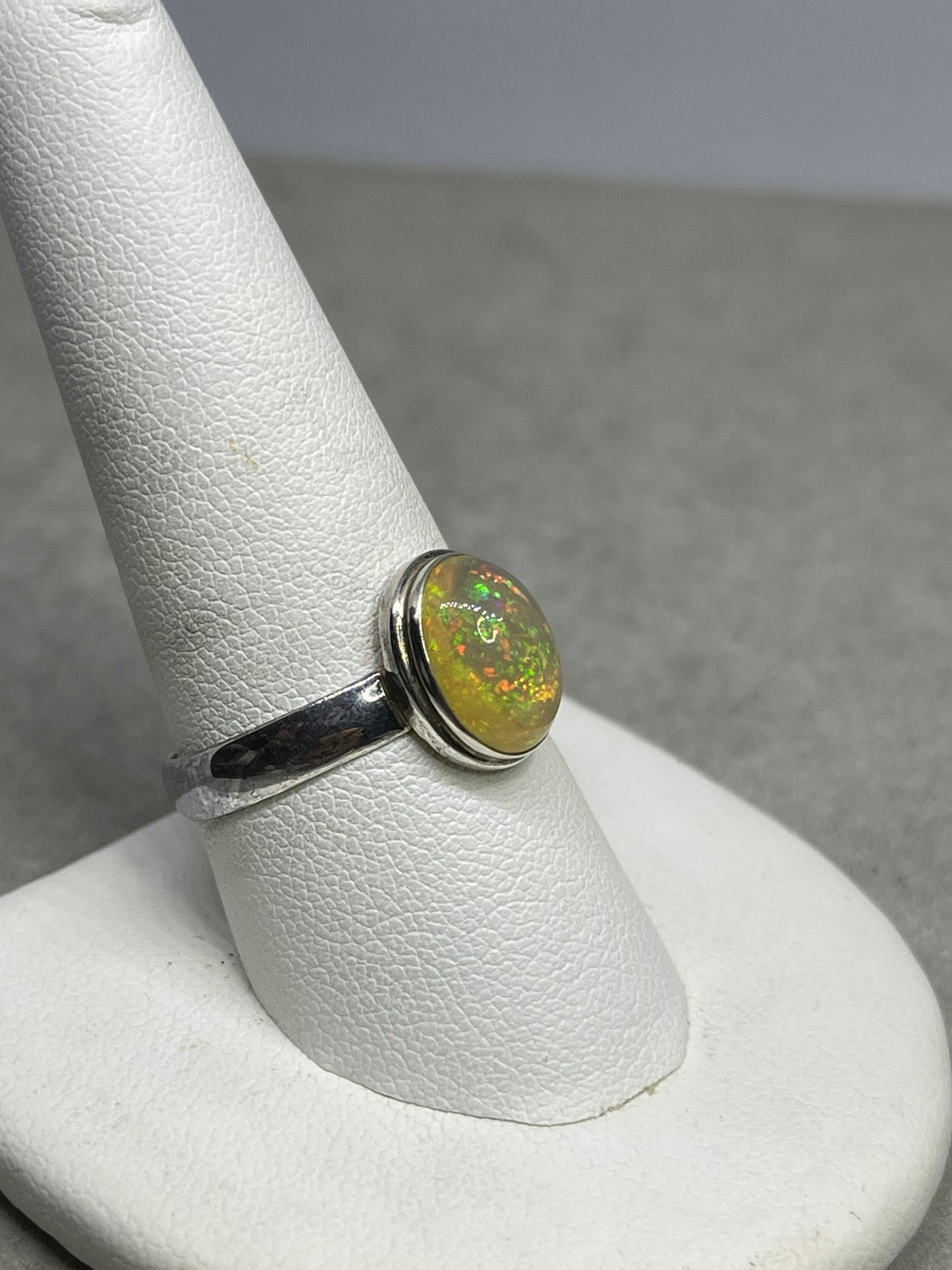 Natural Ethiopian Opal Sterling Silver Ring (Size 9.25)