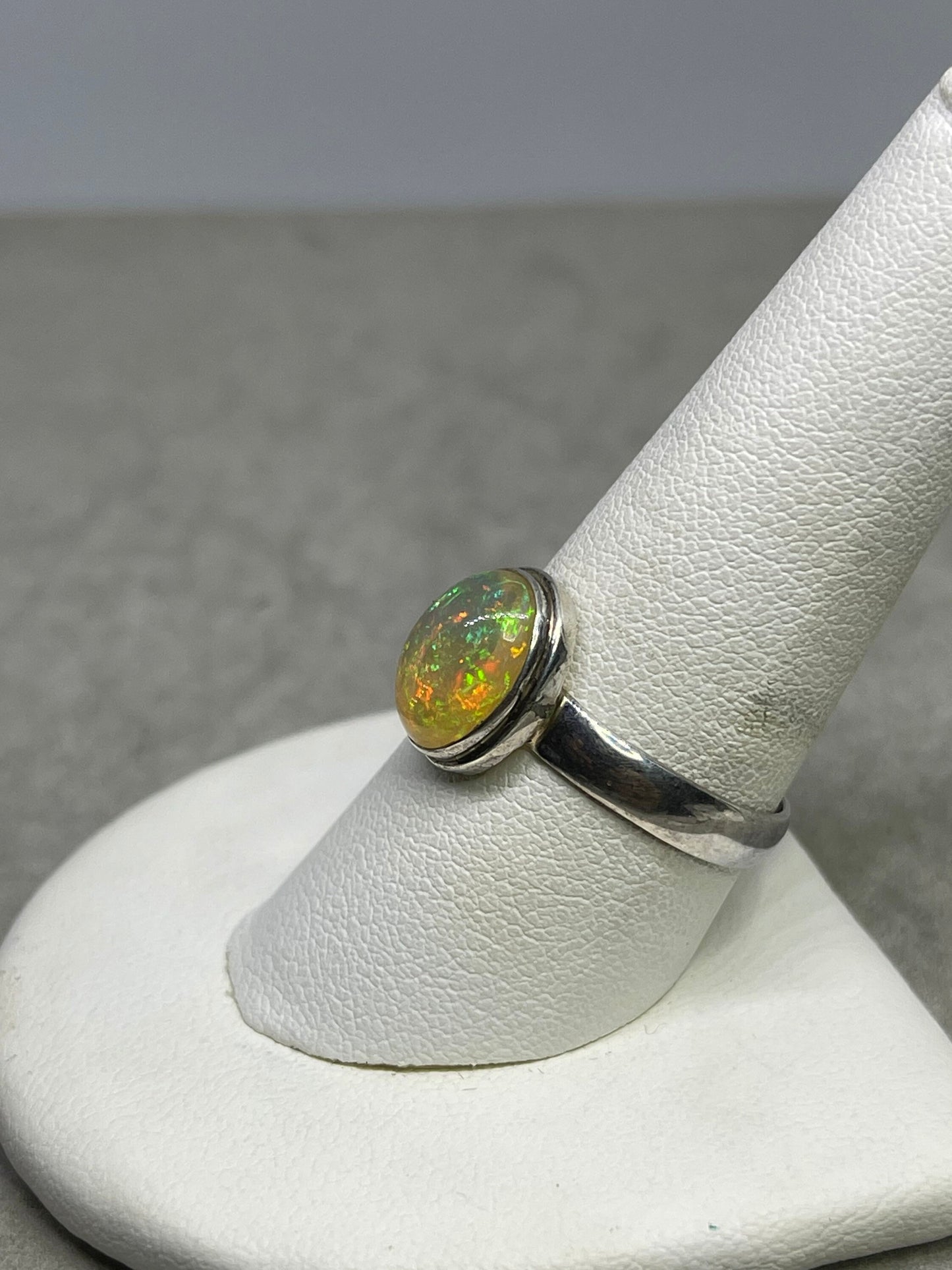 Natural Ethiopian Opal Sterling Silver Ring (Size 9.25)