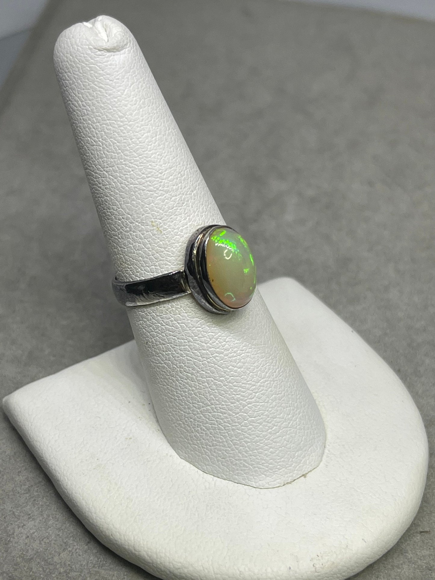 Natural Ethiopian Opal Sterling Silver Ring (Size 7.5)