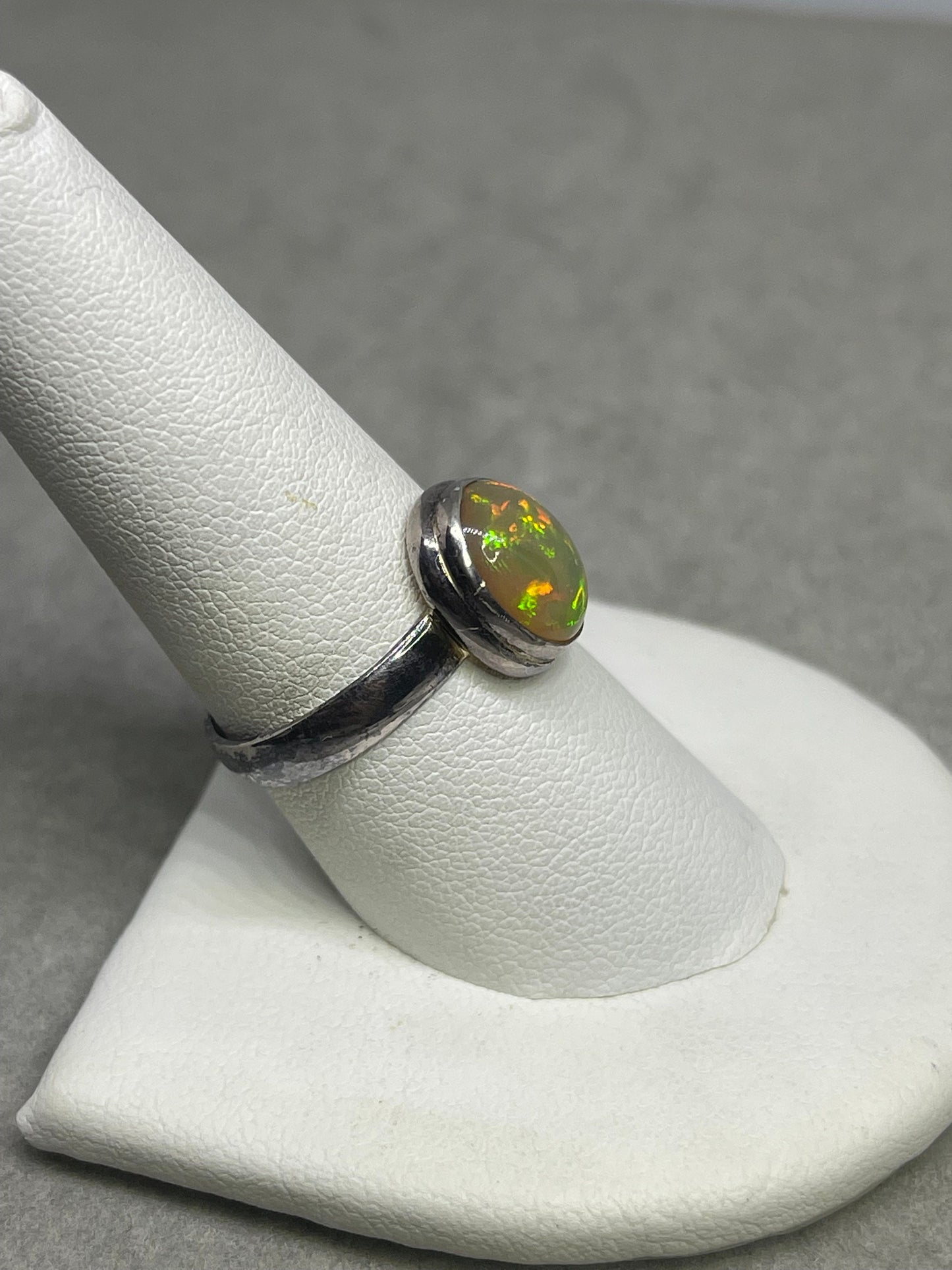 Natural Ethiopian Opal Sterling Silver Ring (Size 8.5)