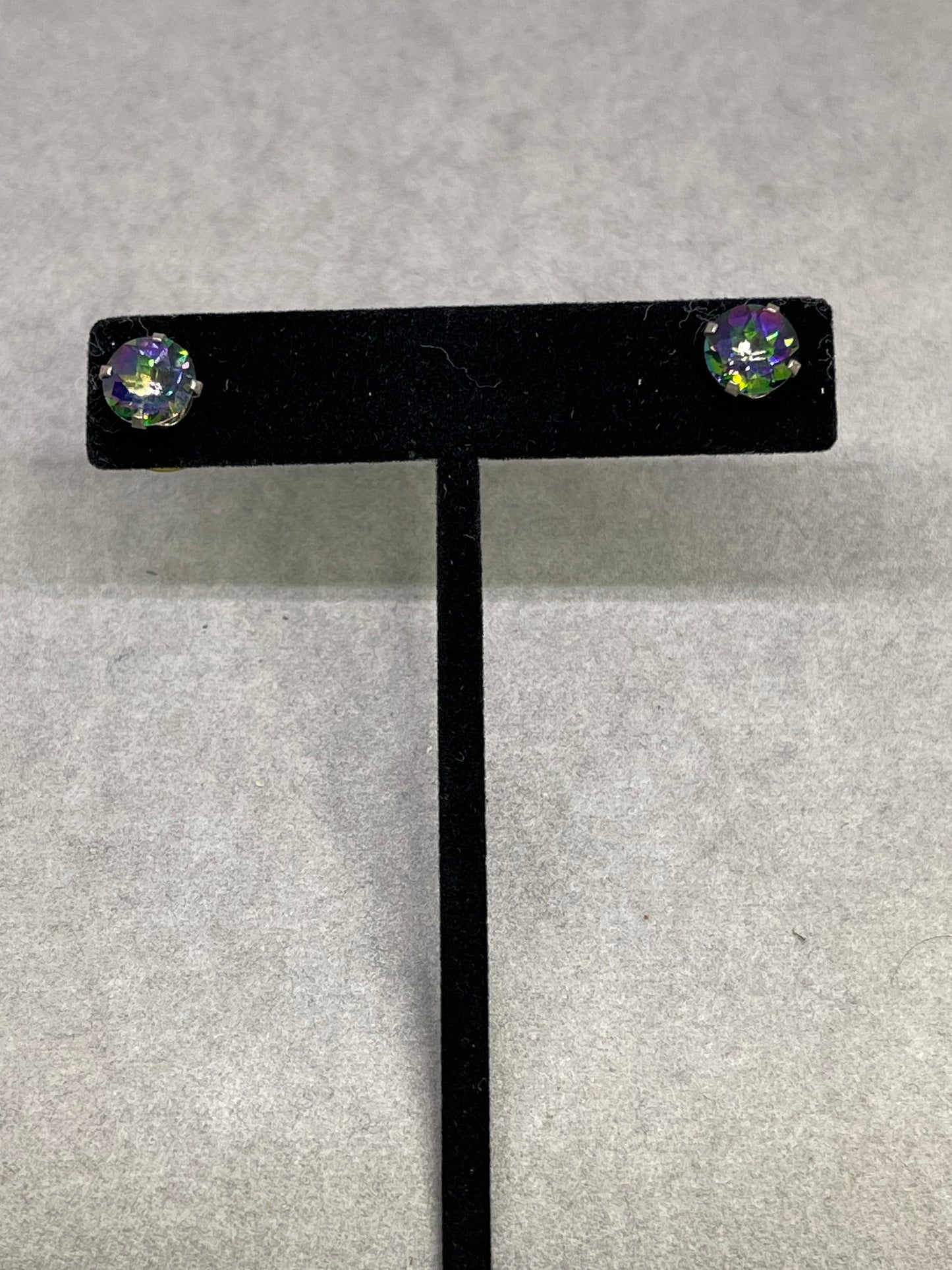 8 MM Mystic Topaz Sterling Silver Stud Earrings