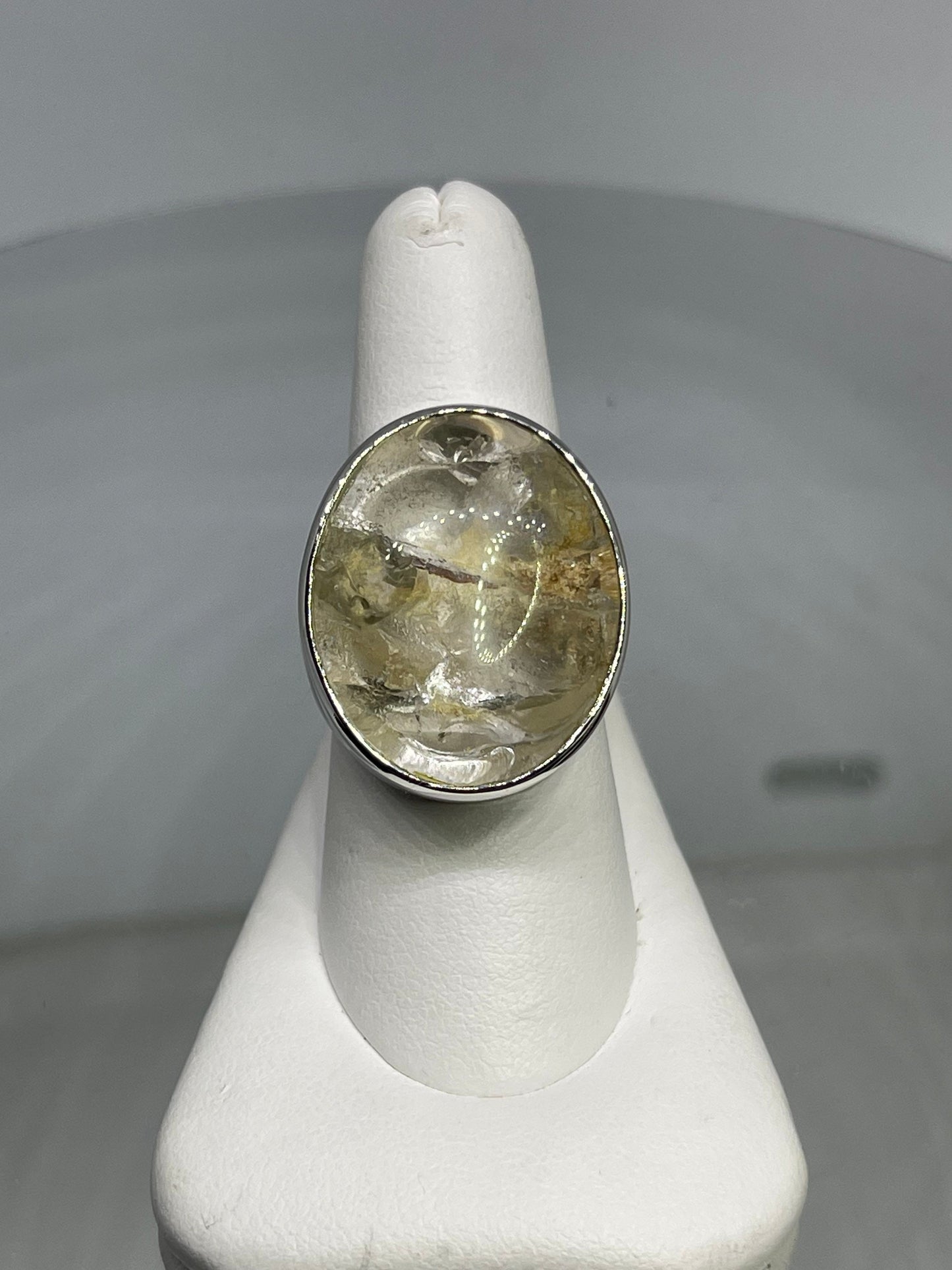 Large Rutile Quartz Sterling Silver Ring (Size 9)